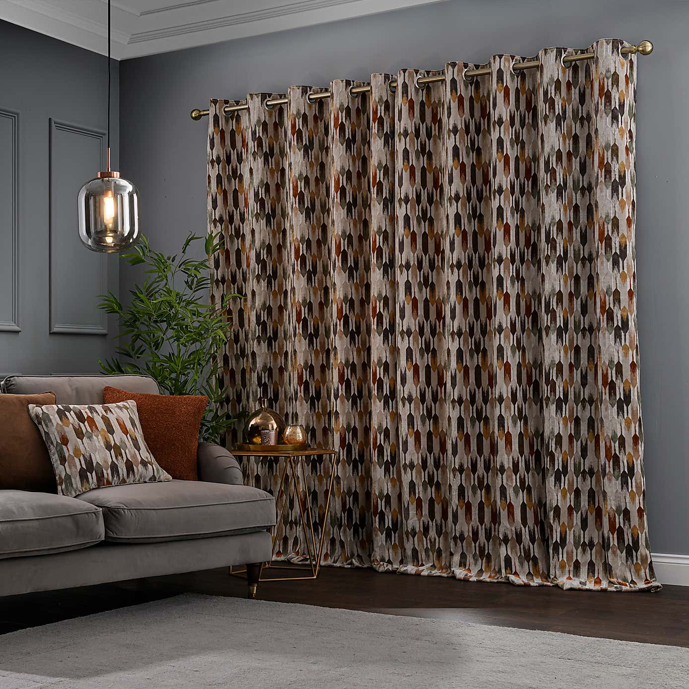 Kelso Cut Velvet Eyelet Curtains