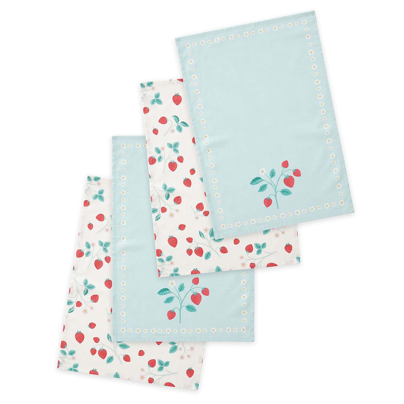 Catherine Lansfield Set of 4 Strawberry Garden Tea Towels