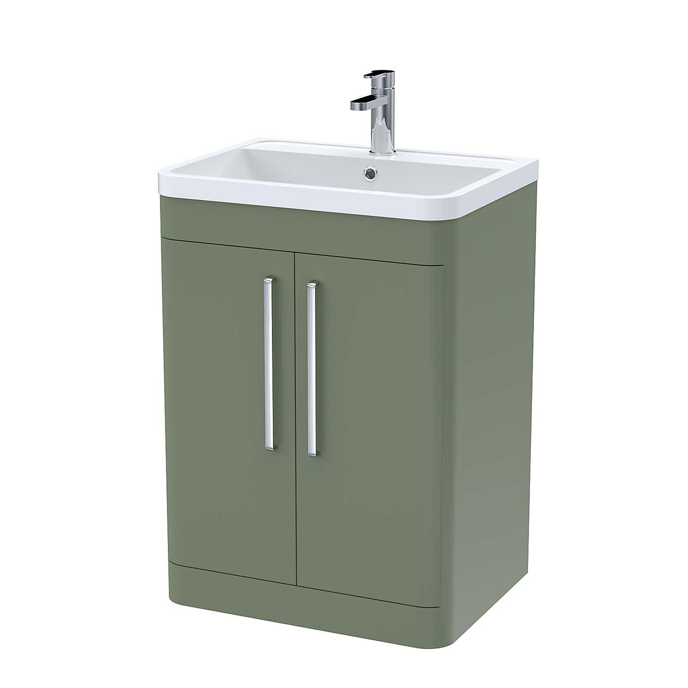 Parade Floor Standing 2 Door Vanity Unit with Polymarble Basin