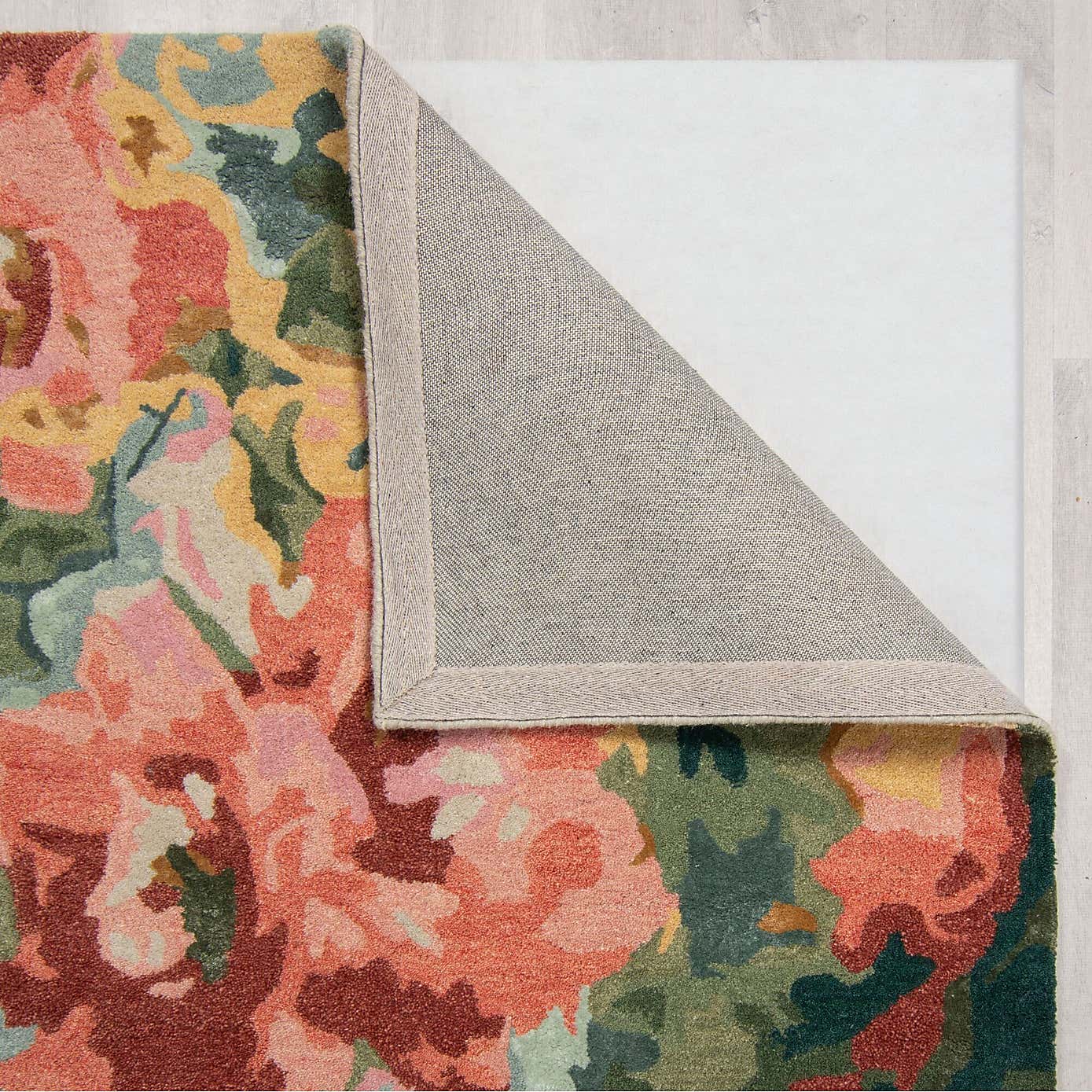 Painted Floral Wool Rug