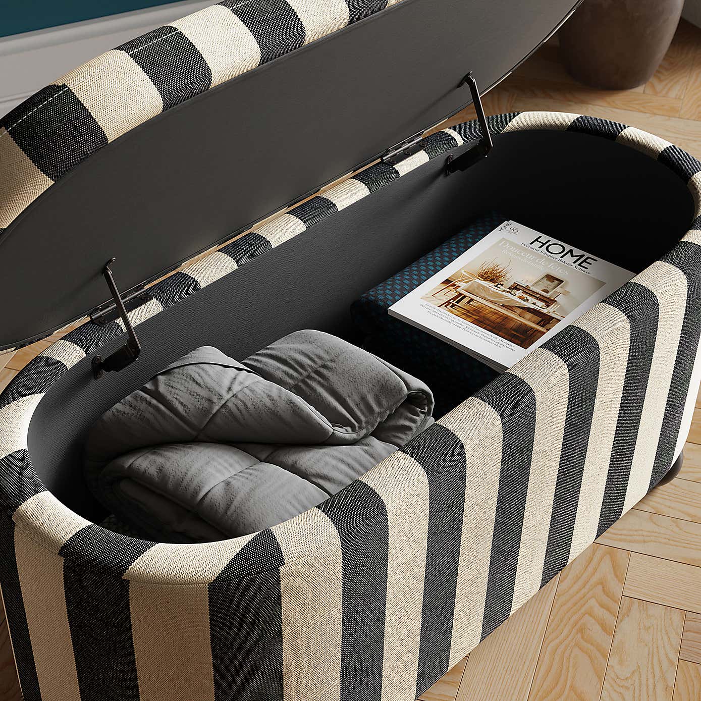 Nylah Linford Stripe Storage Ottoman