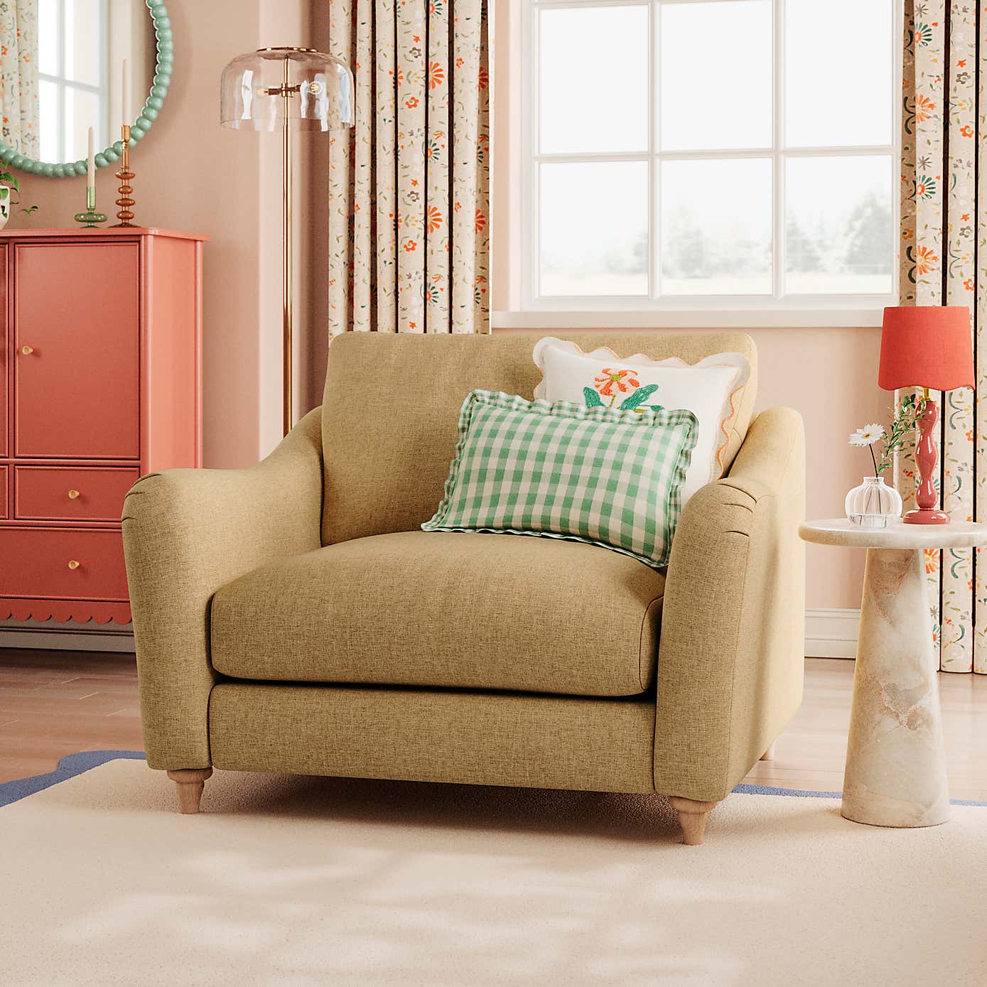 Hattie Slub Faux Linen Snuggle Sofa