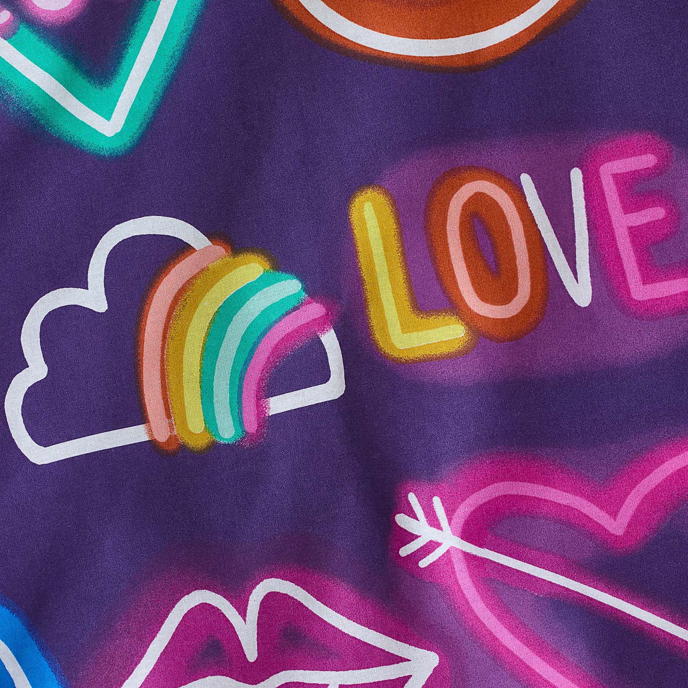 Girls Neon Reversible Duvet Cover and Pillowcase Set