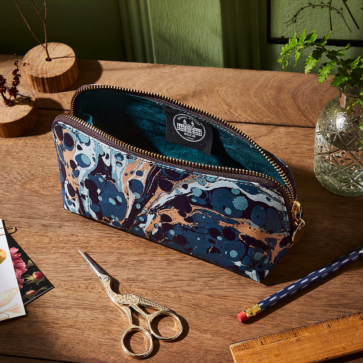 Recycled Leather Marble Pencil Case