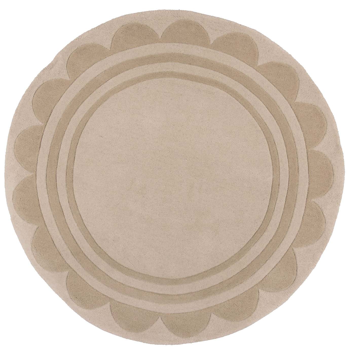 Lois Scallop Border Wool Circle Rug