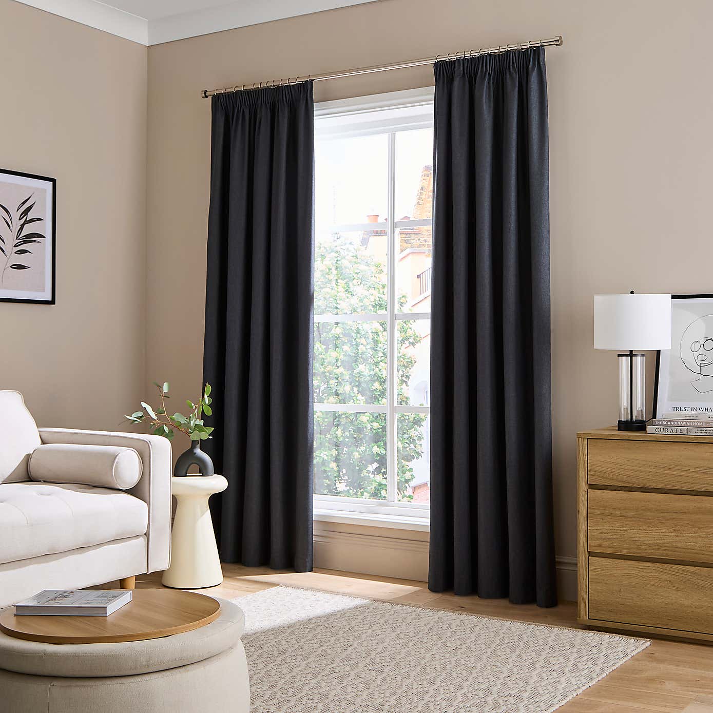Berlin Blackout Pencil Pleat Curtains