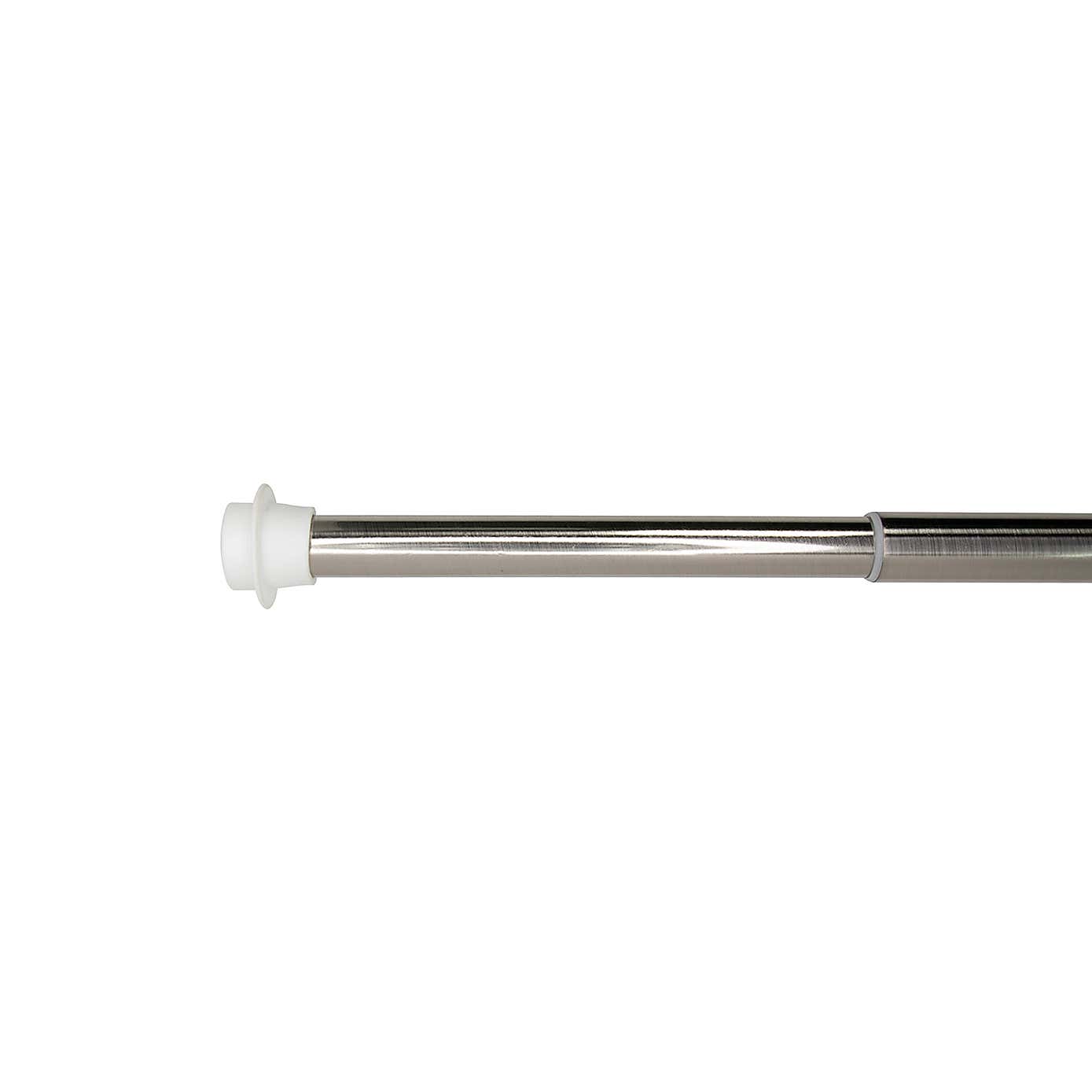 Easy Fit 60 Second Satin Silver Extendable Tension Curtain Pole Dia. 19/22mm