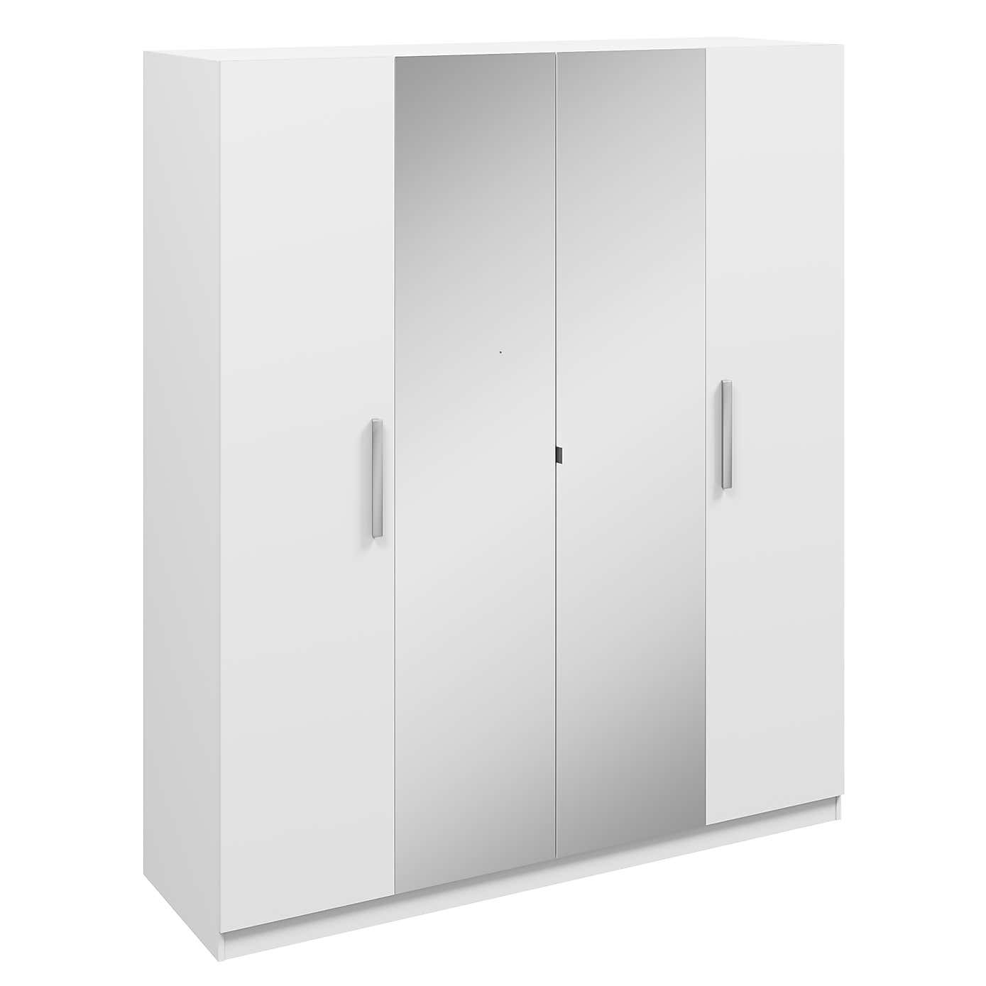 Sudbury 4 Door Wardrobe, White and Grey