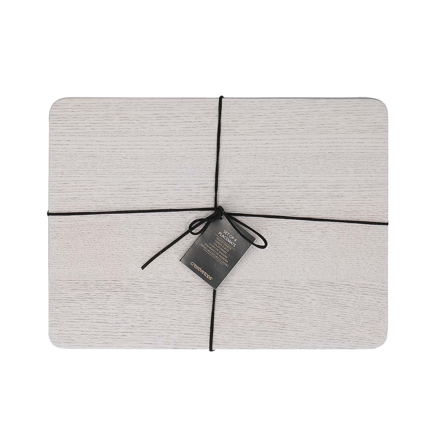 Creative Tops Naturals Set of 4 Grey Wood Veneer Placemats