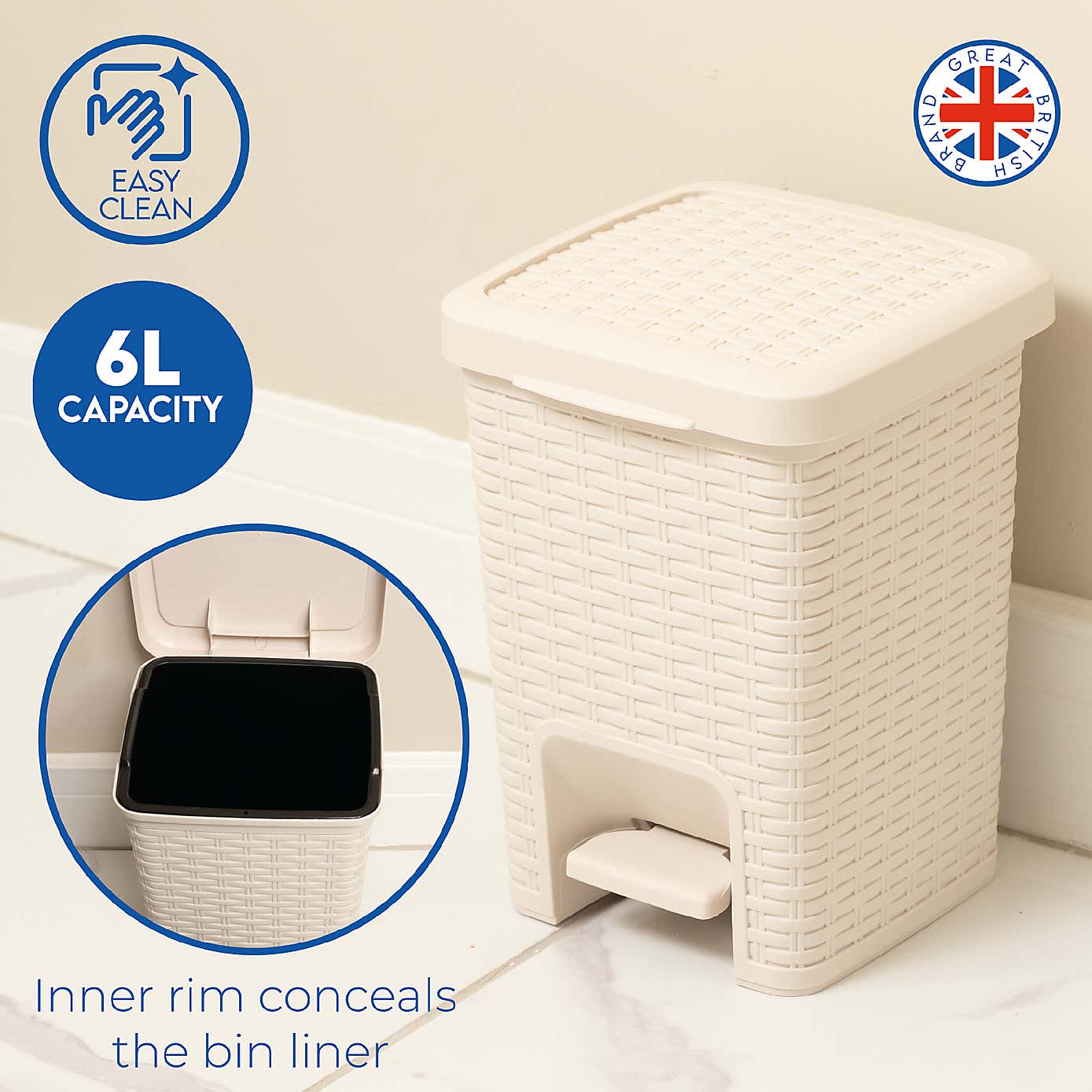 Addis Rattan Charcoal Pedal Bin