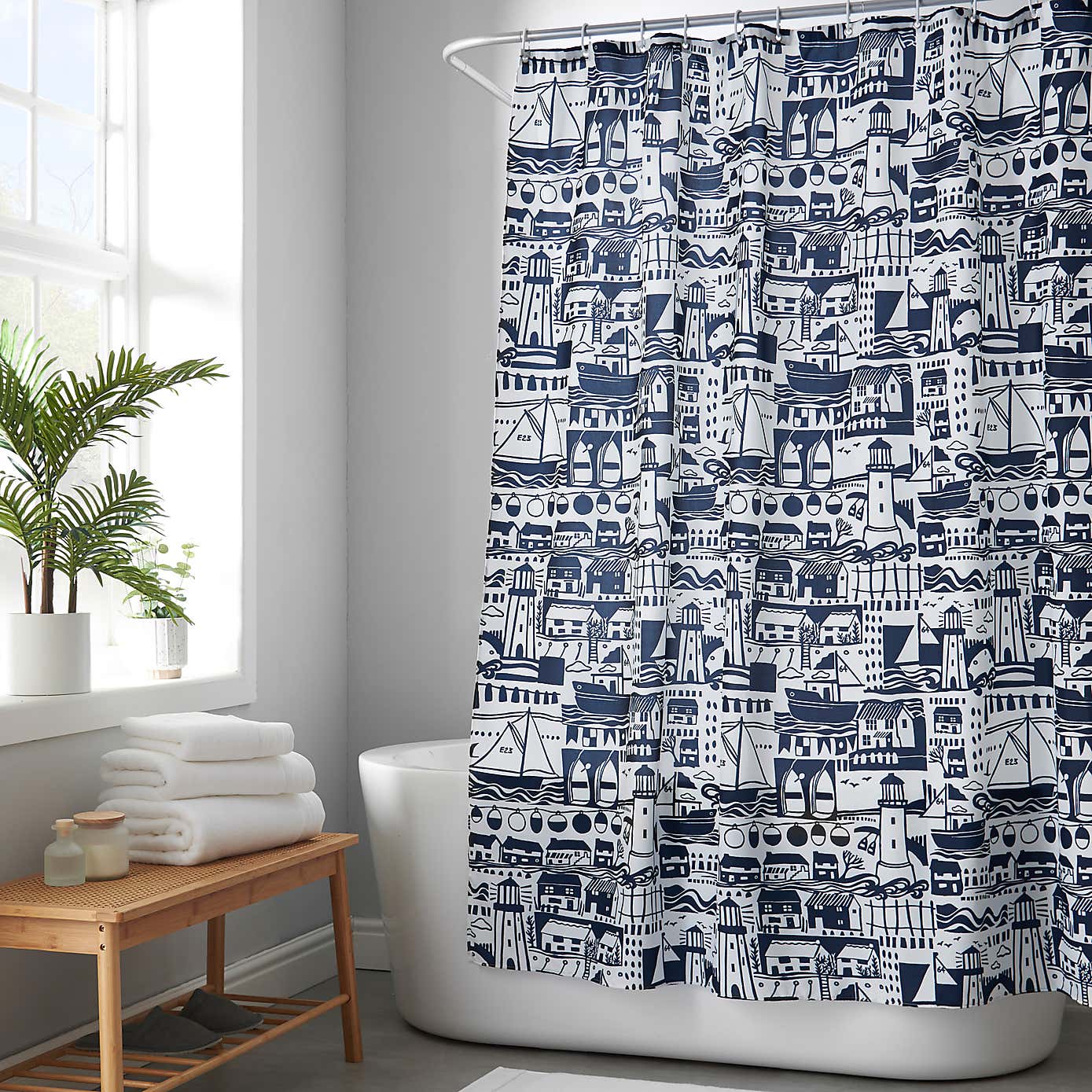 Elements Coastal Boats Shower Curtain