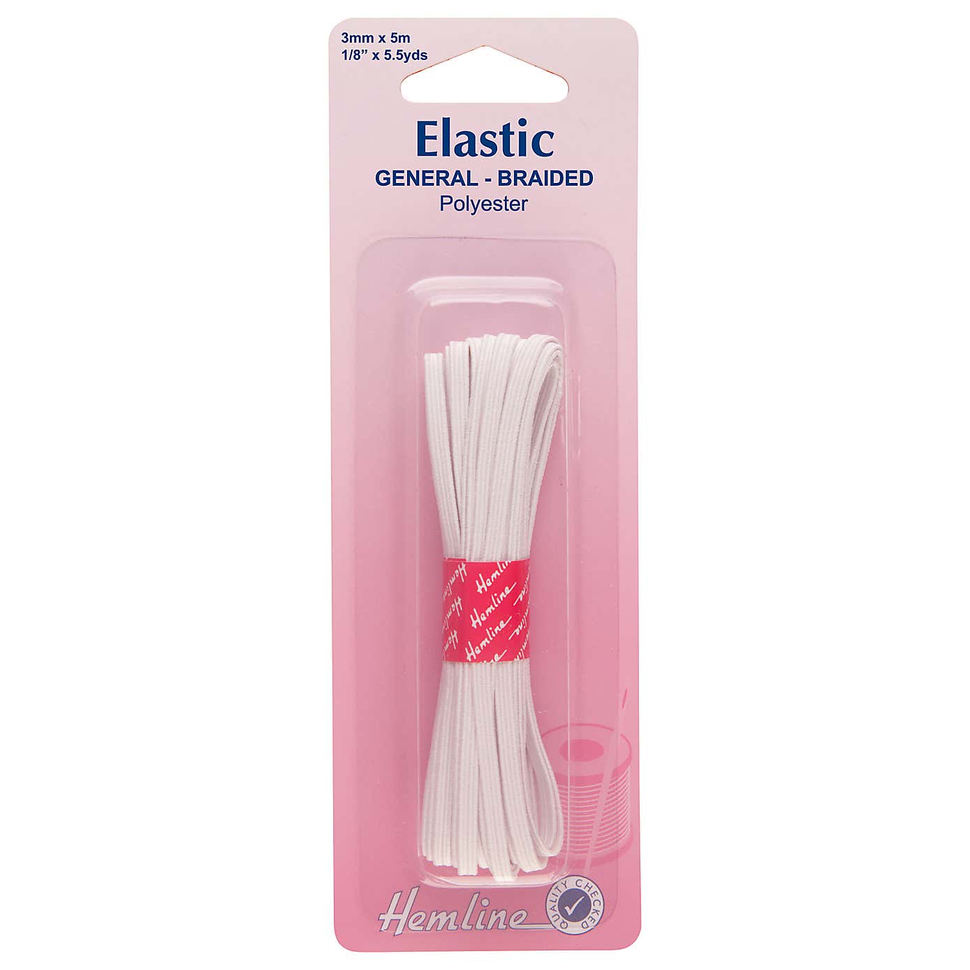 Hemline White Elastic 2m