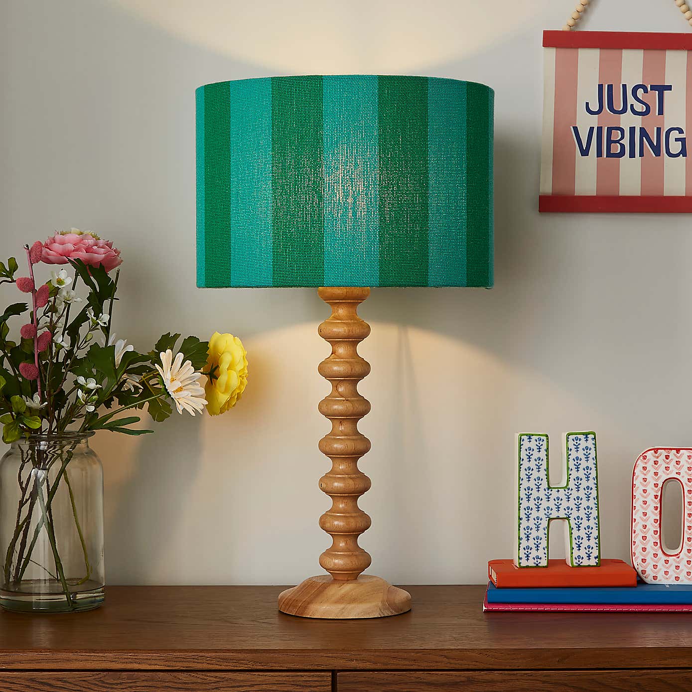 Beatrice Stripe Drum Lamp Shade