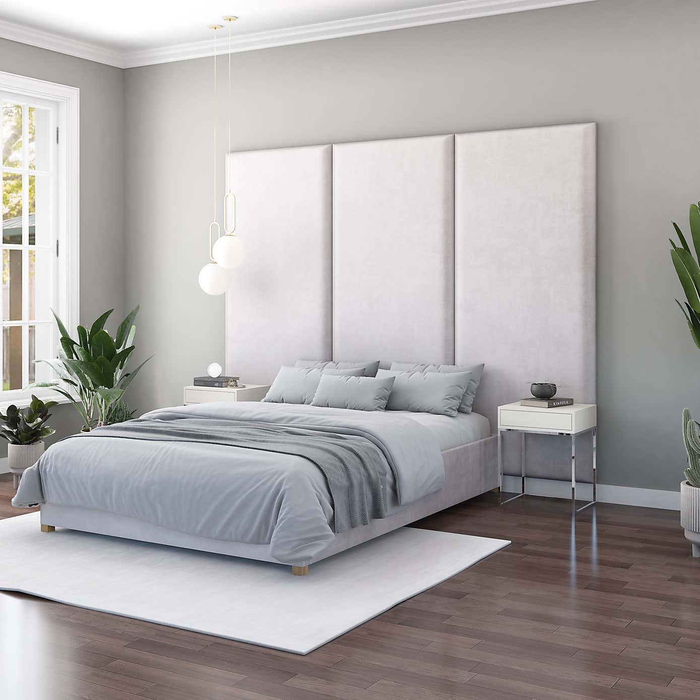 Hanging Wall Panel Dual Mount Plush Velvet Headboard