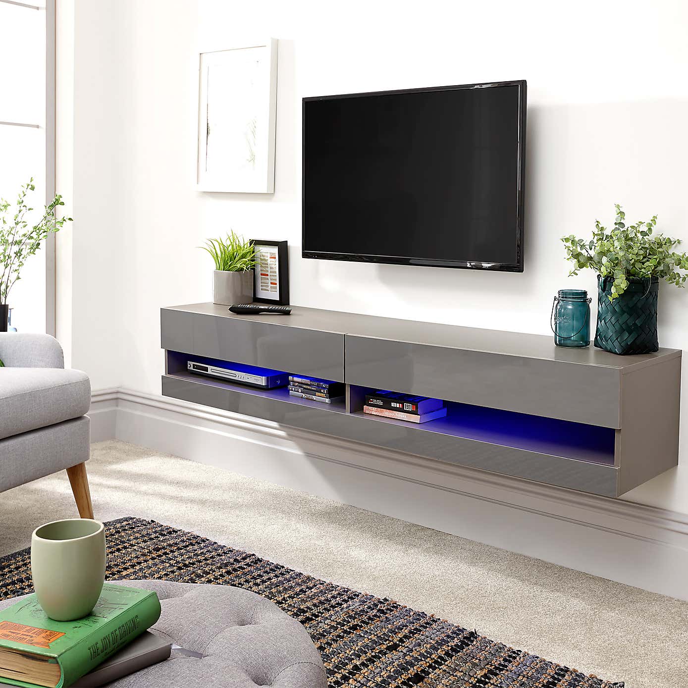 Galicia LED Extra Wide Floating Wall TV Unit for TVs up to 80"