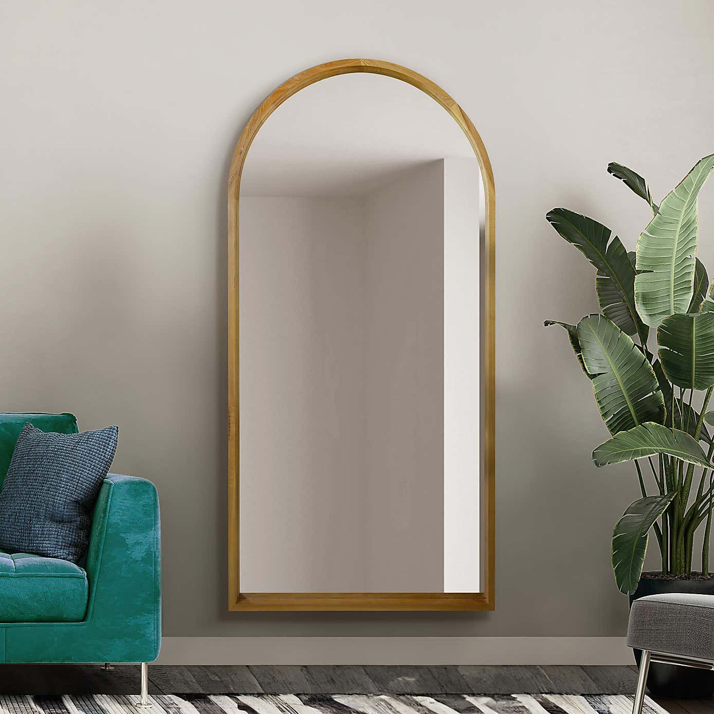 The Naturalis Solid Oak Frame Arched Leaner Wall Mirror