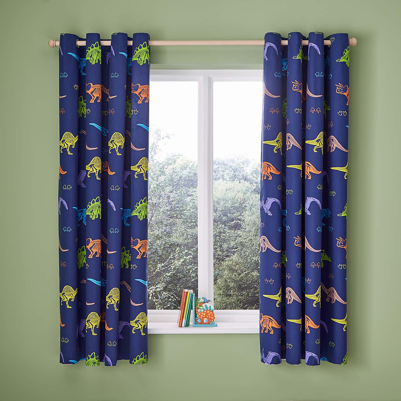 Catherine Lansfield Prehistoric Dinosaurs Blackout Eyelet Curtains