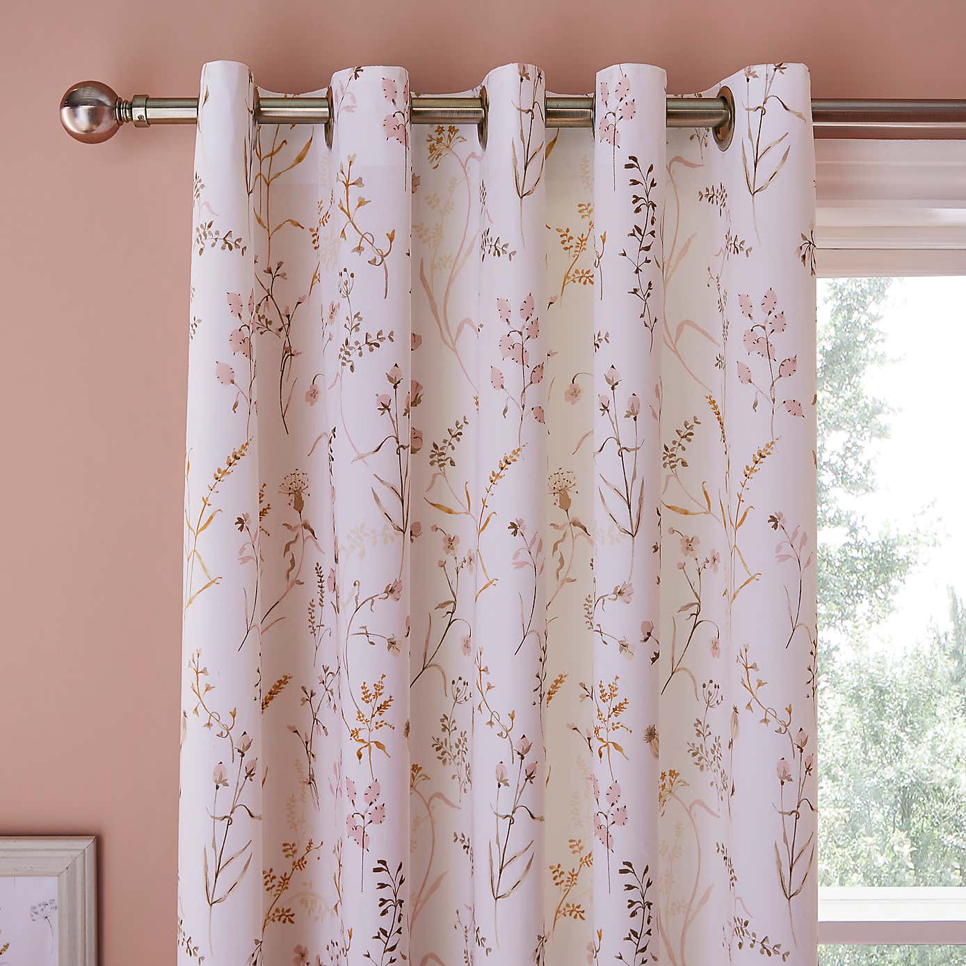 Freya Stem Floral Cotton Eyelet Curtains