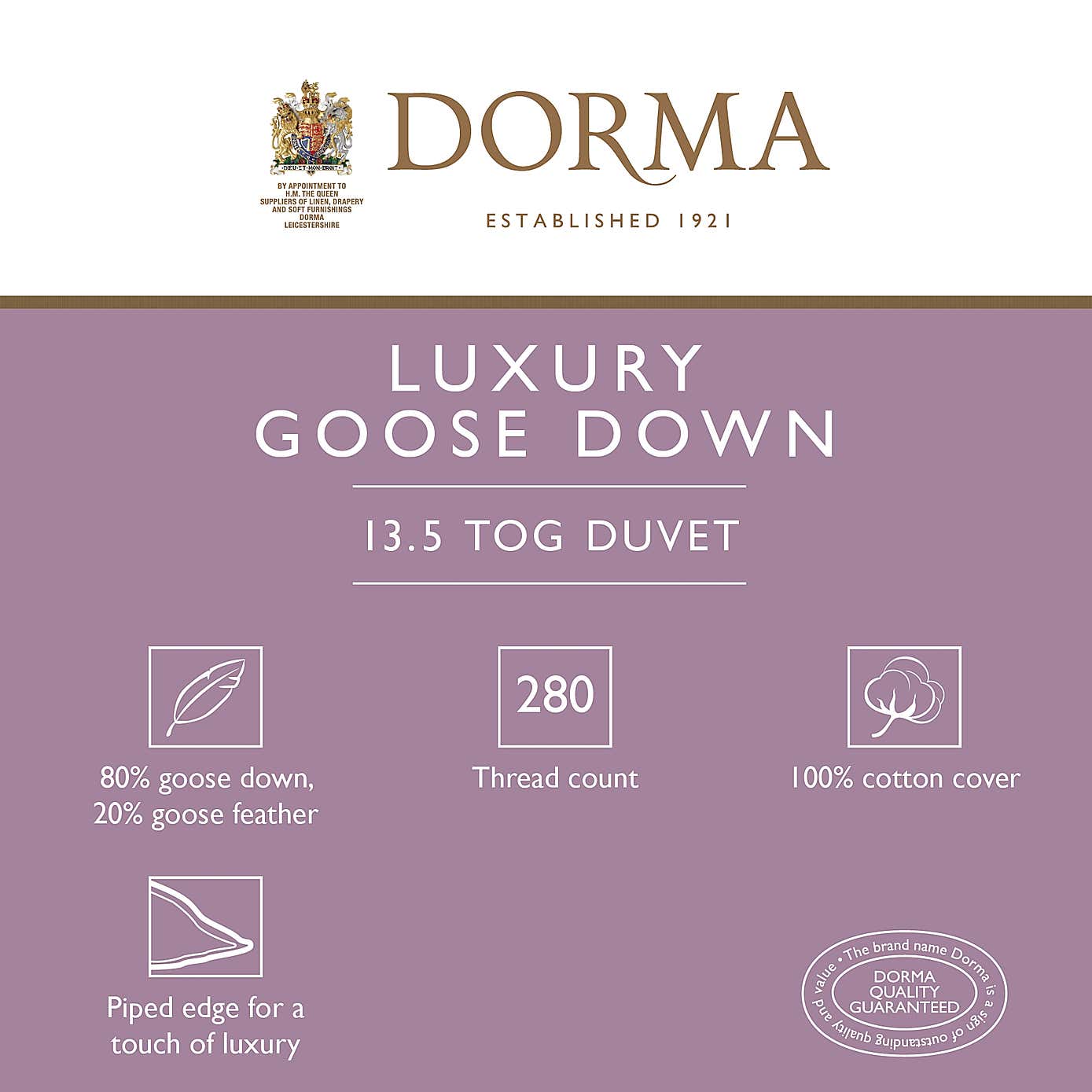 Dorma Luxurious White Goose Down 13.5 Tog Winter Duvet