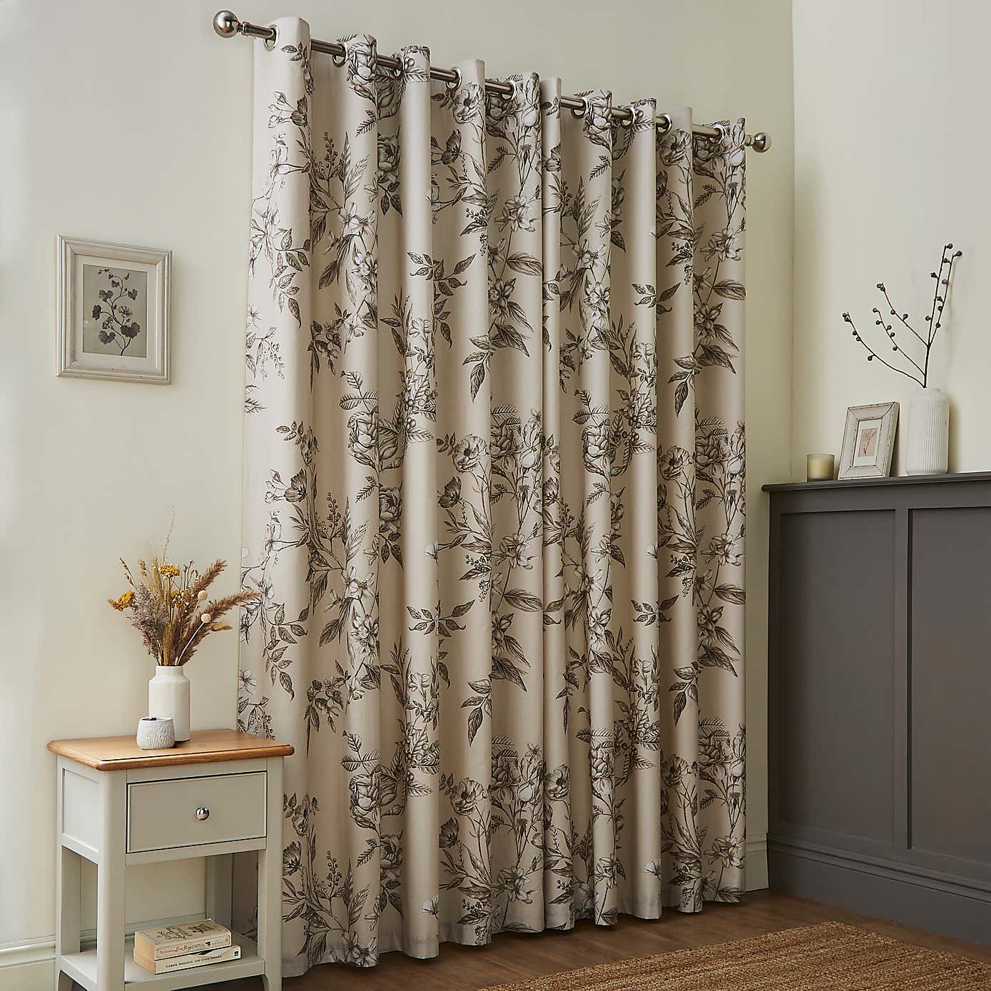 Bridget Etched Floral Blackout Eyelet Curtains