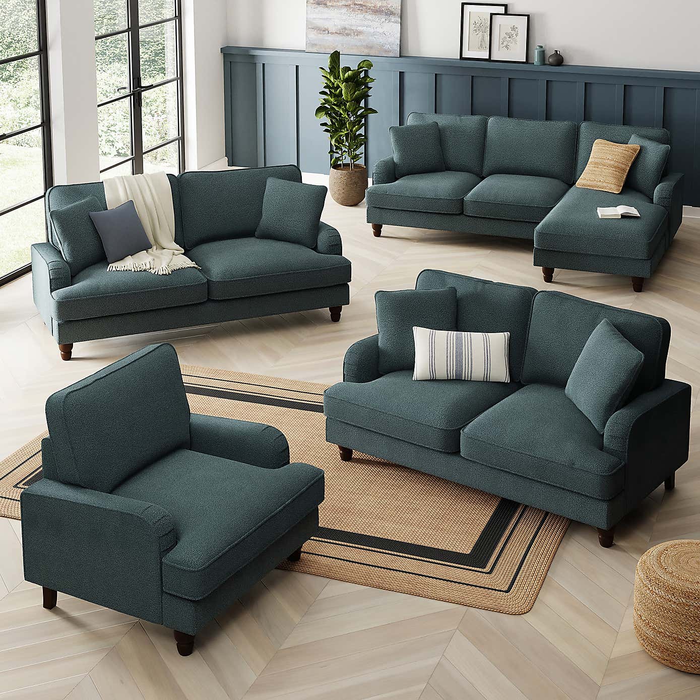 Beatrice Chunky Soft Chenille 3 Seater Double Sofa Bed