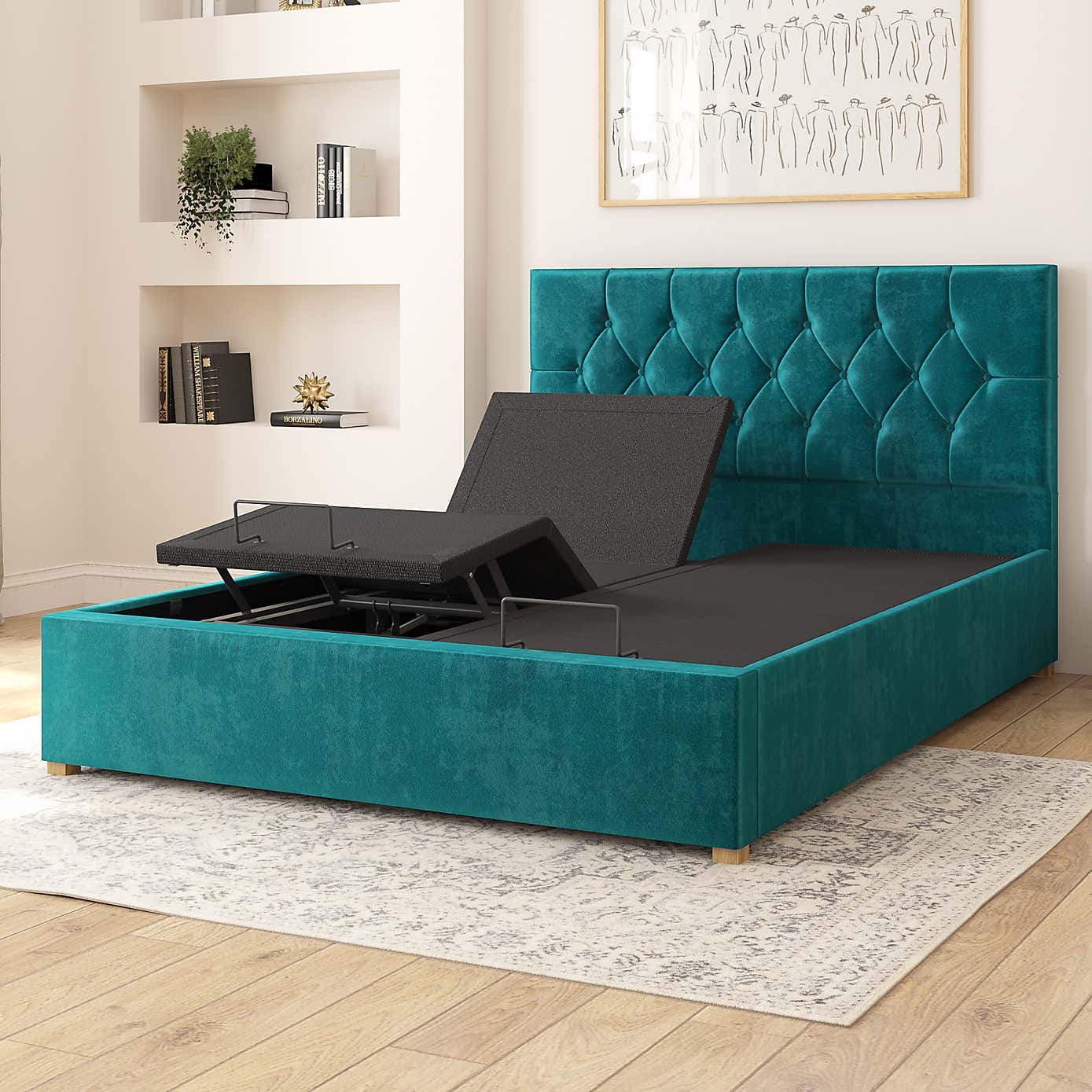 Olivier Plush Velvet Adjustable Bed