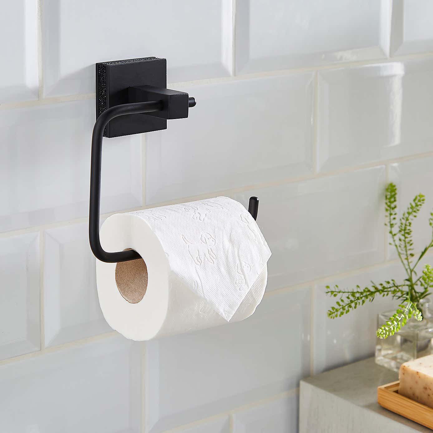 Sparkle Black Square Toilet Roll Holder