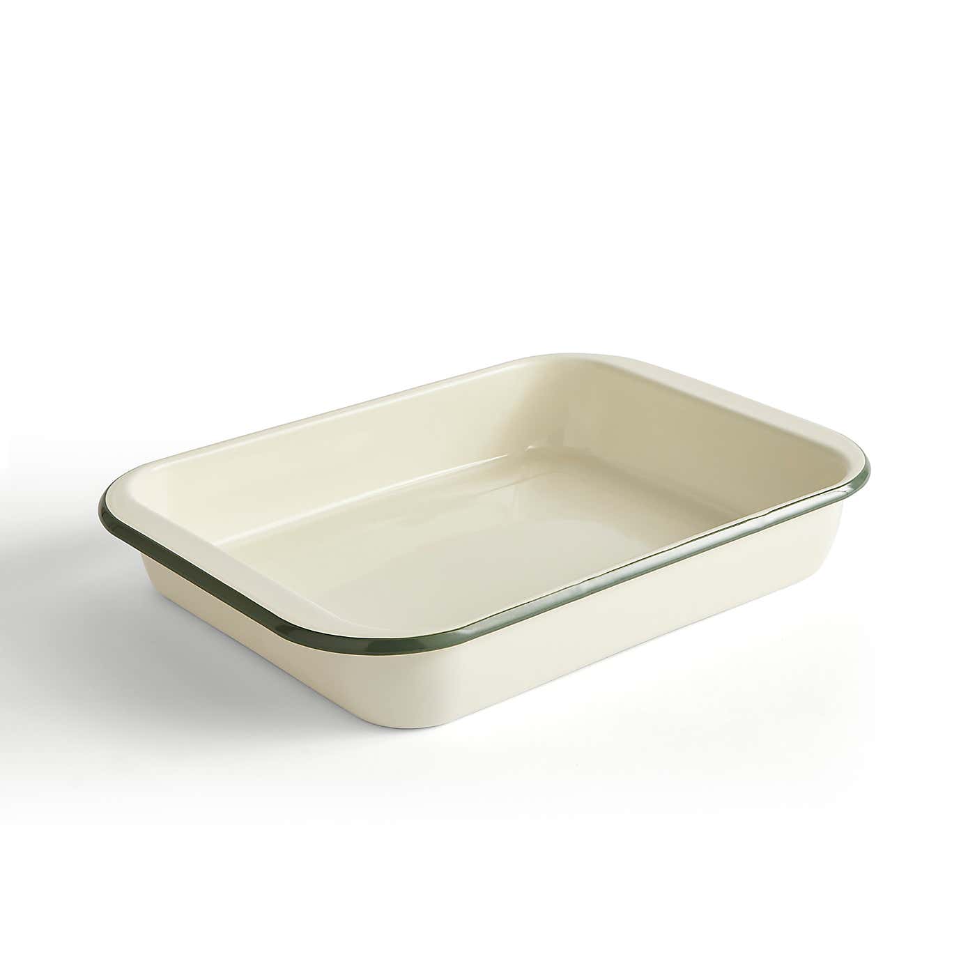 Large Enamel Baking Tray, Cream and Sage