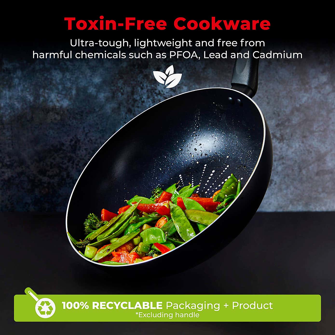 Tower Smart Start Classic Non-Stick Aluminium Wok, 28cm