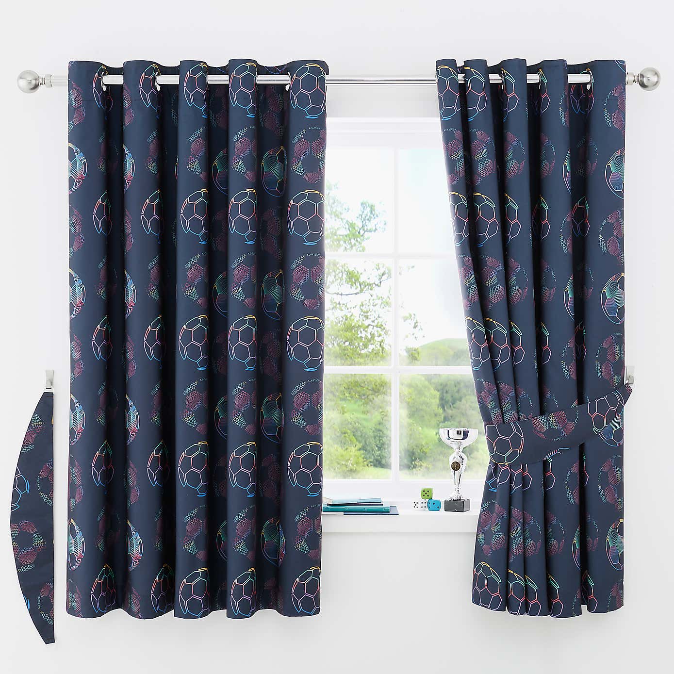 Bright Football Eyelet Blackout Curtains