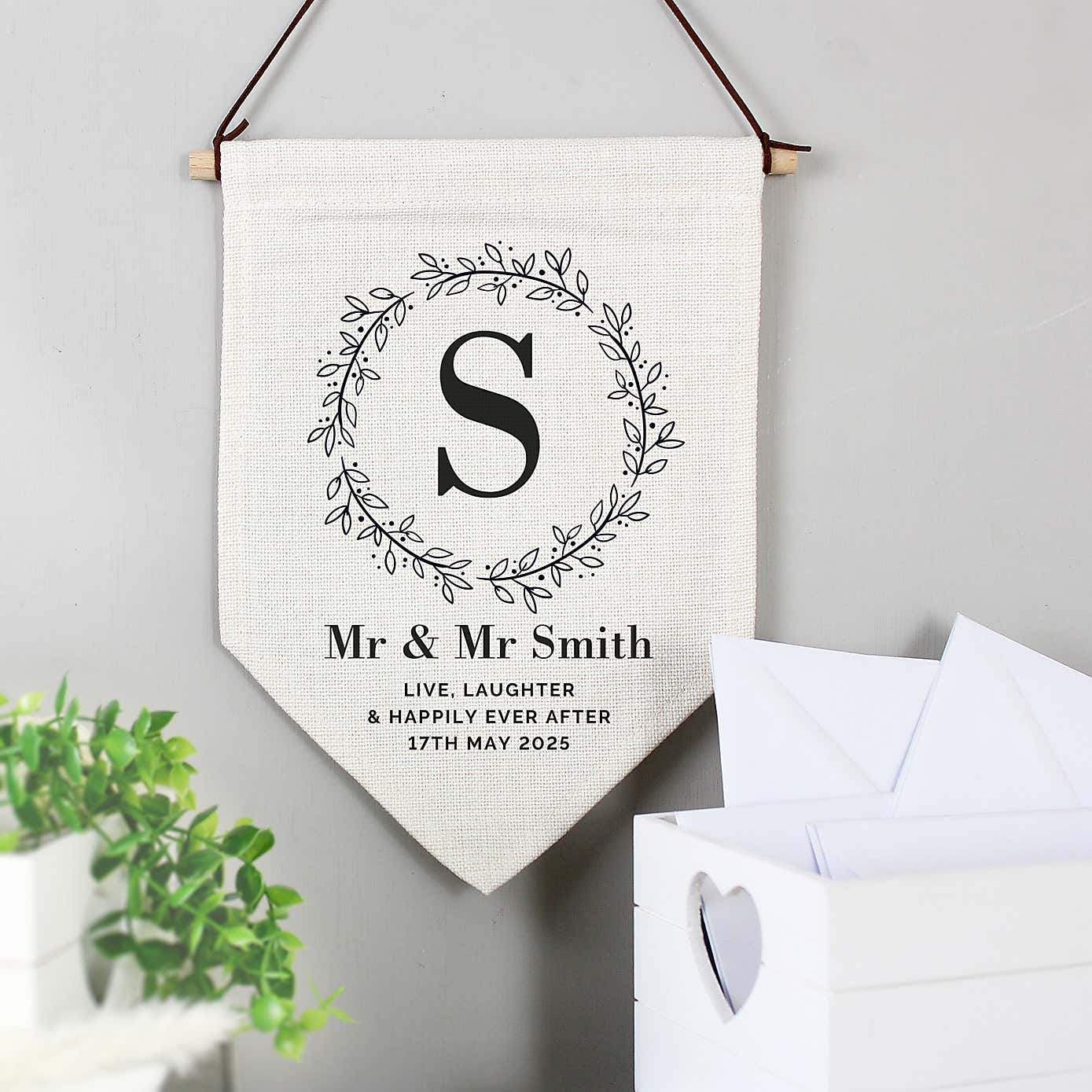 Personalised Floral Leaf Hanging Banner