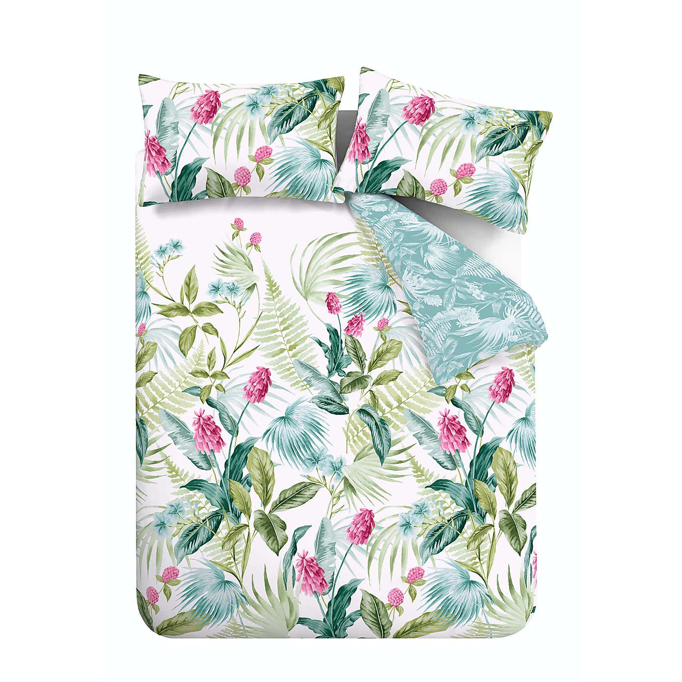 Catherine Lansfield Aruba Tropical Floral Green Duvet Cover and Pillowcase Set