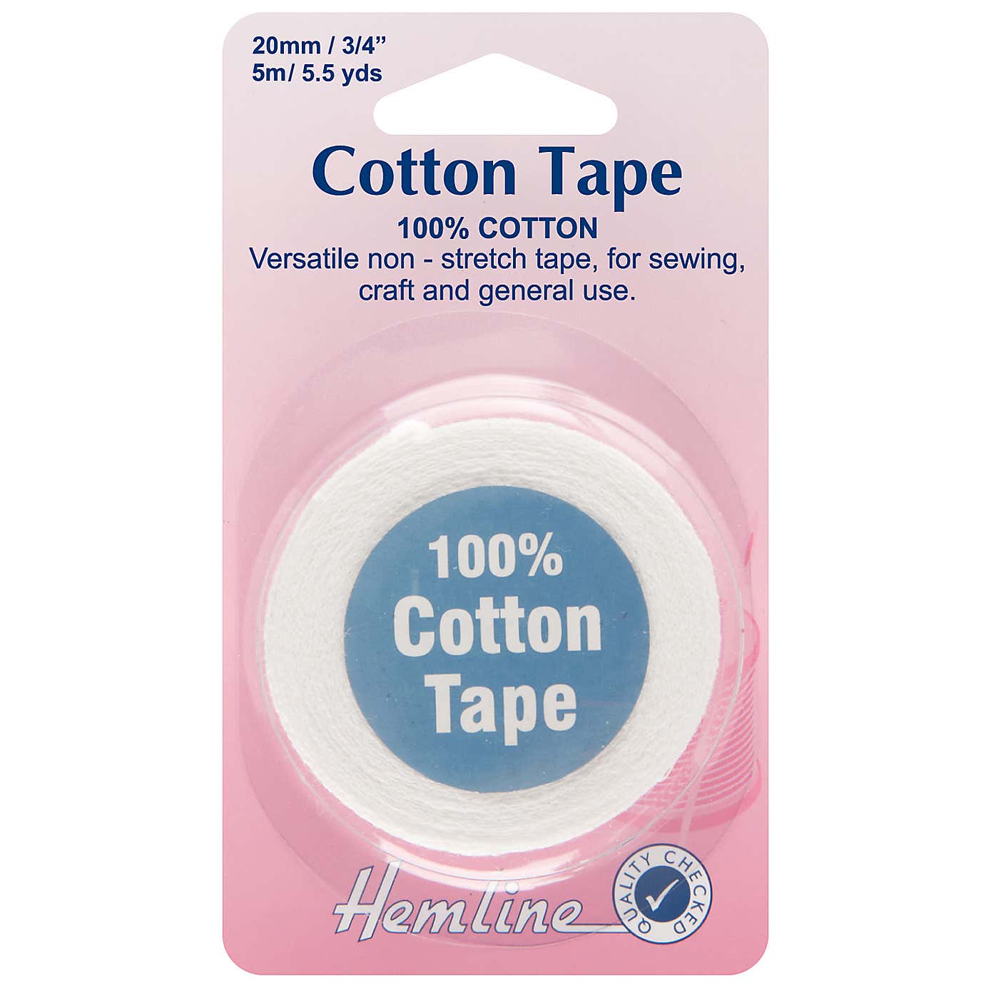 Hemline White Cotton Tape 5m