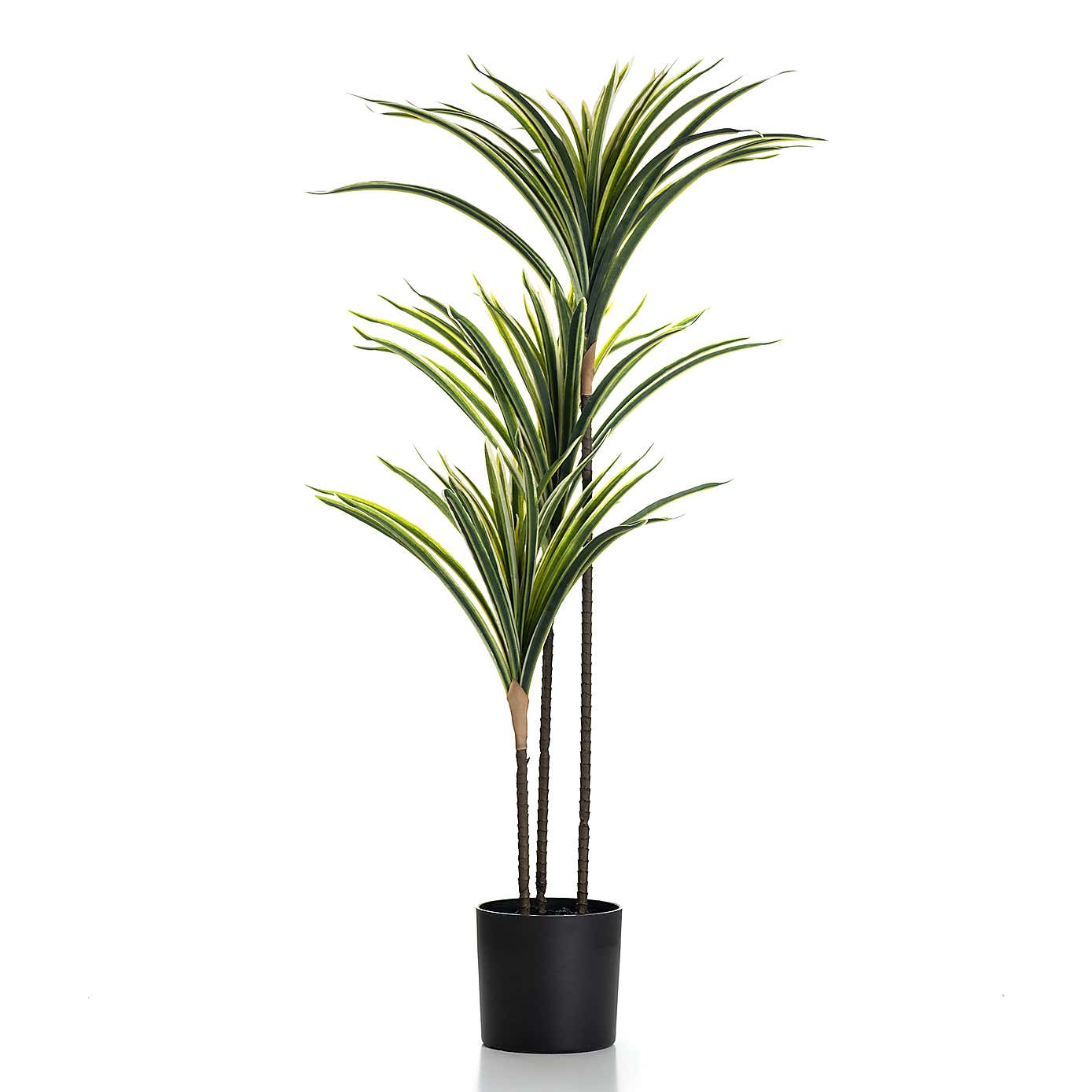 Artificial Real Touch Variegated Yucca in Black Plant Pot