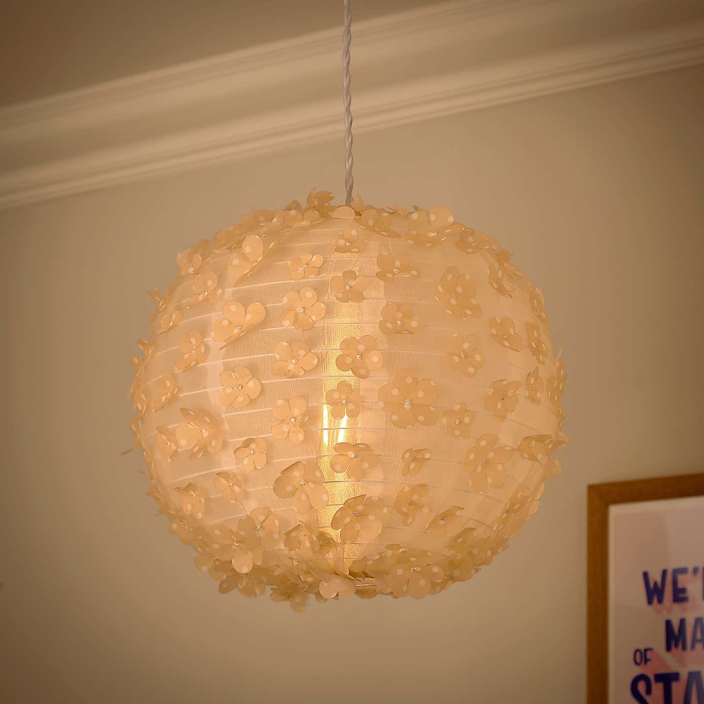 Floral Applique Round Easy Fit Lamp Shade