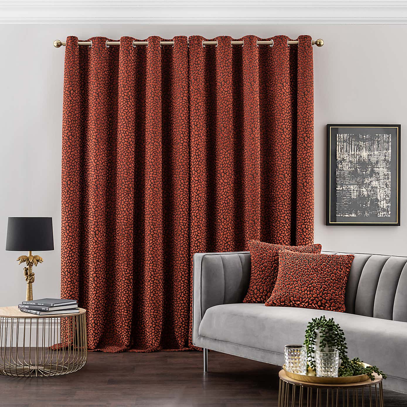 Animal Cut Velvet Eyelet Curtains