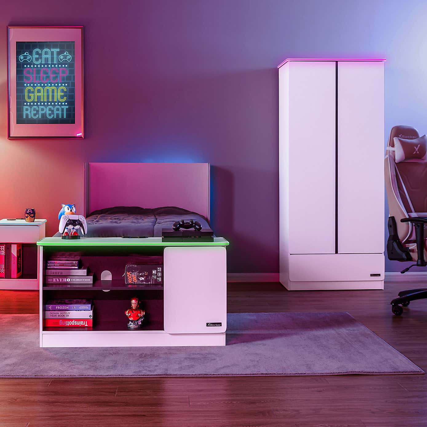 X Rocker Carbon Tek Wardrobe with Neo Fibre LED