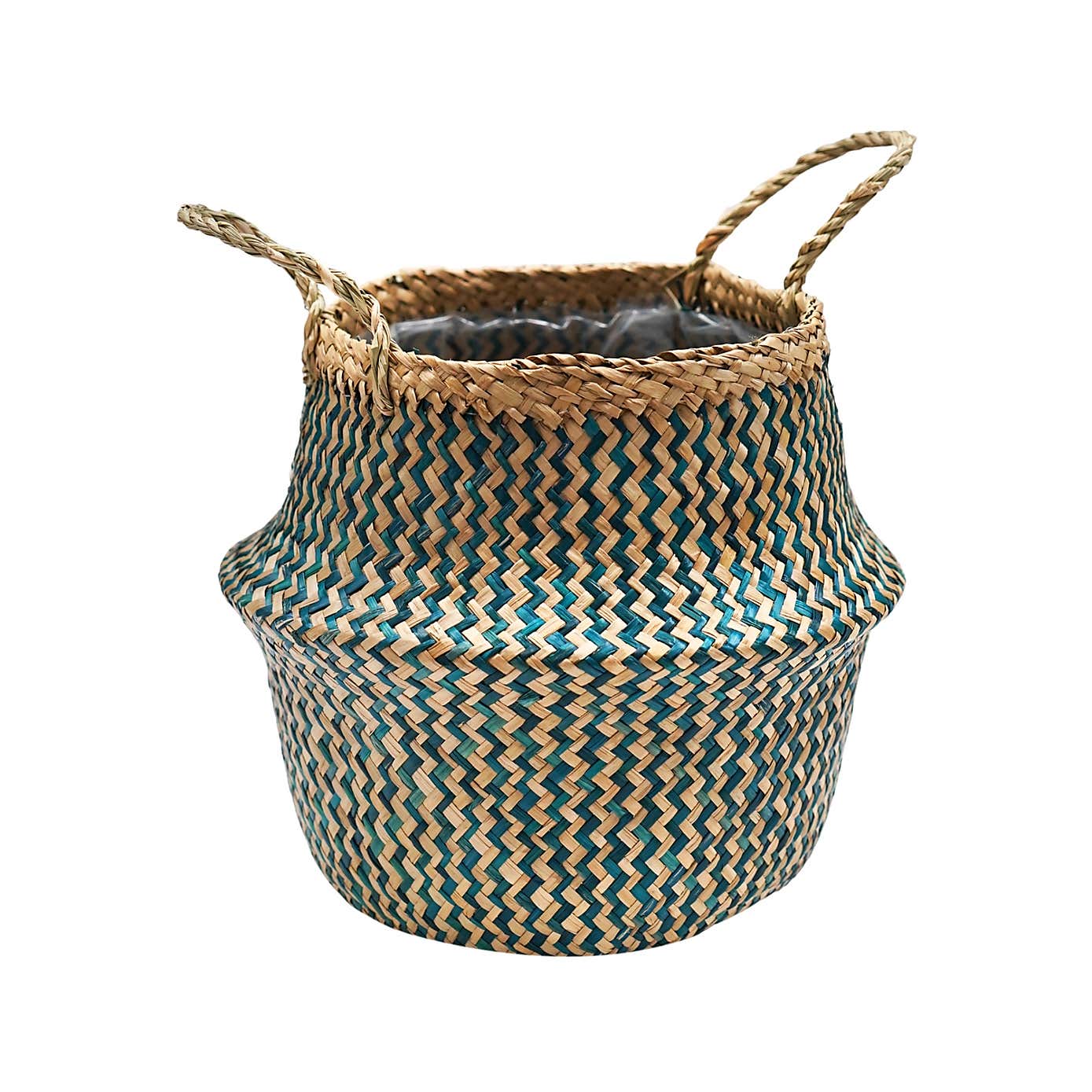 Medium Seagrass Chevron White Lined Basket
