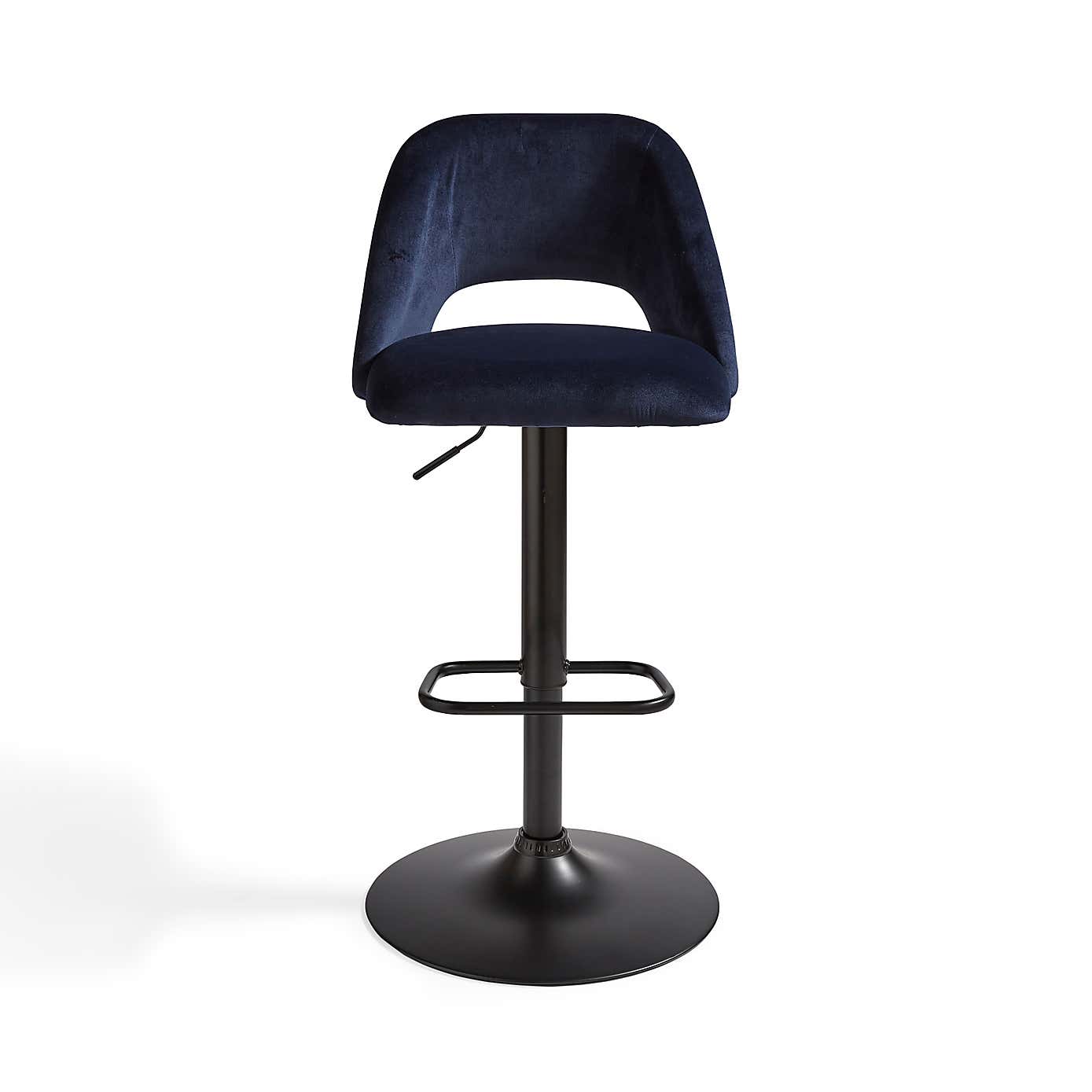 Jonas Adjustable Height Bar Stool, Velvet