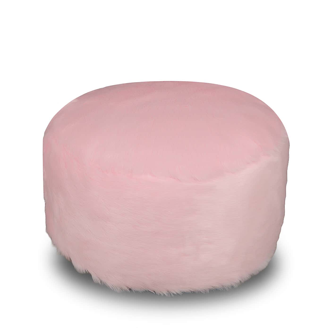 Kaikoo Pink Faux Fur Footstool