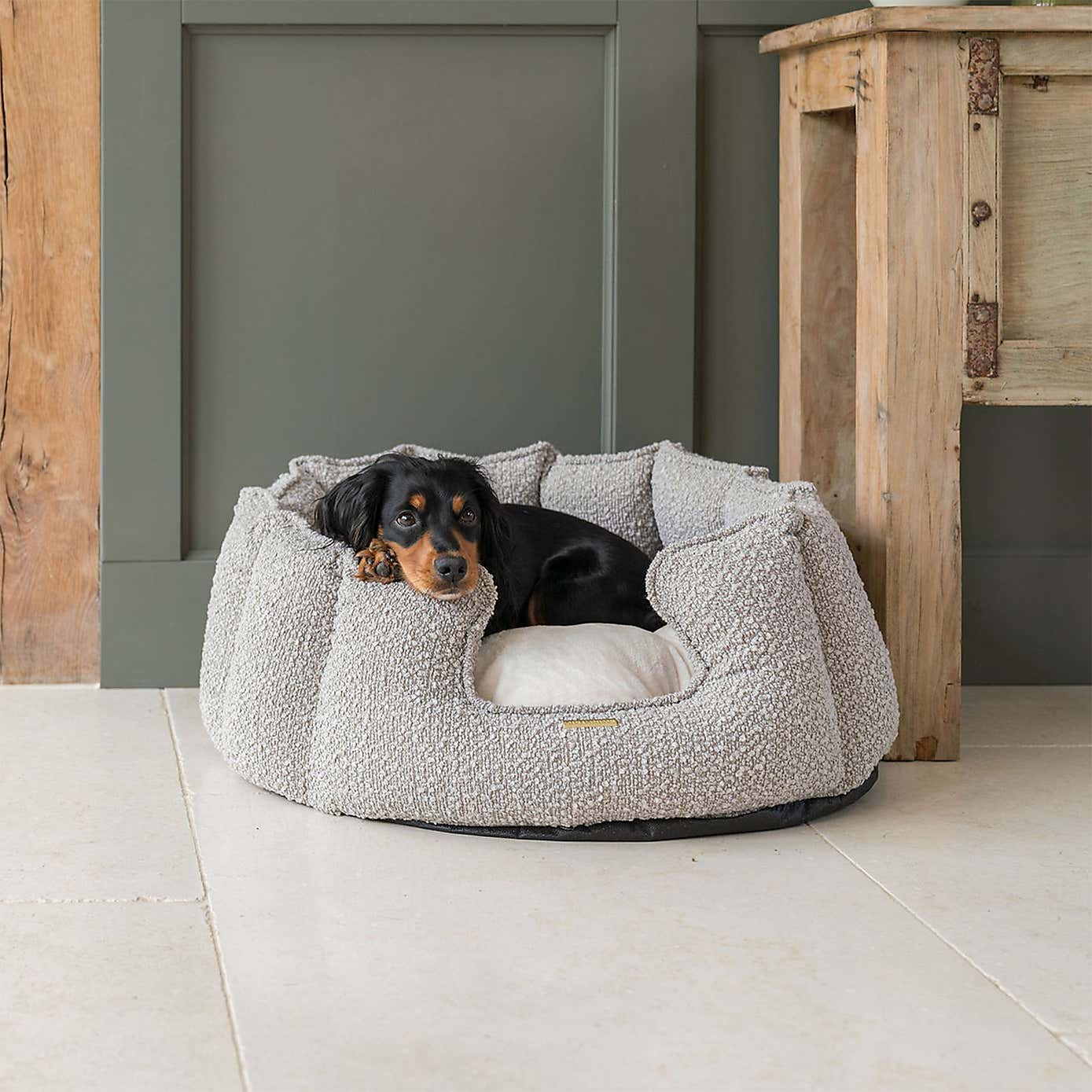 Lords and Labradors Boucle High Wall Dog Bed