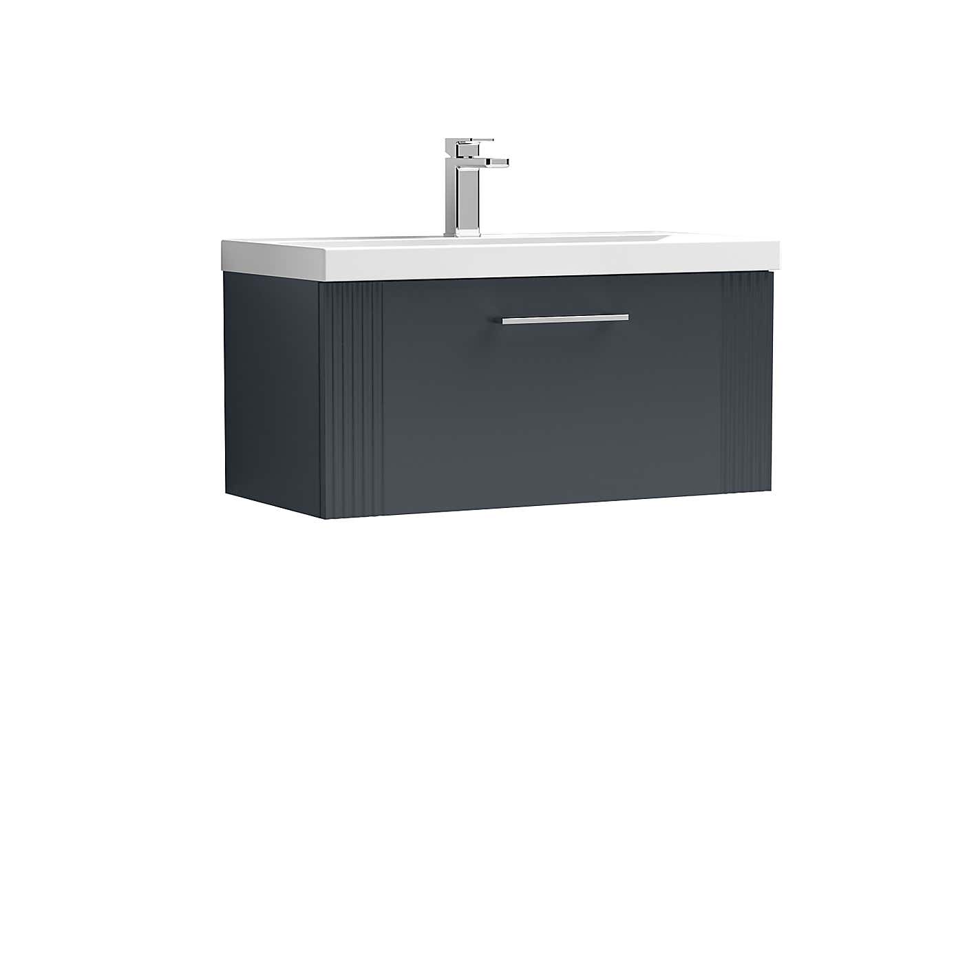 Deco Wall Mounted Single Drawer Vanity Unit with Basin