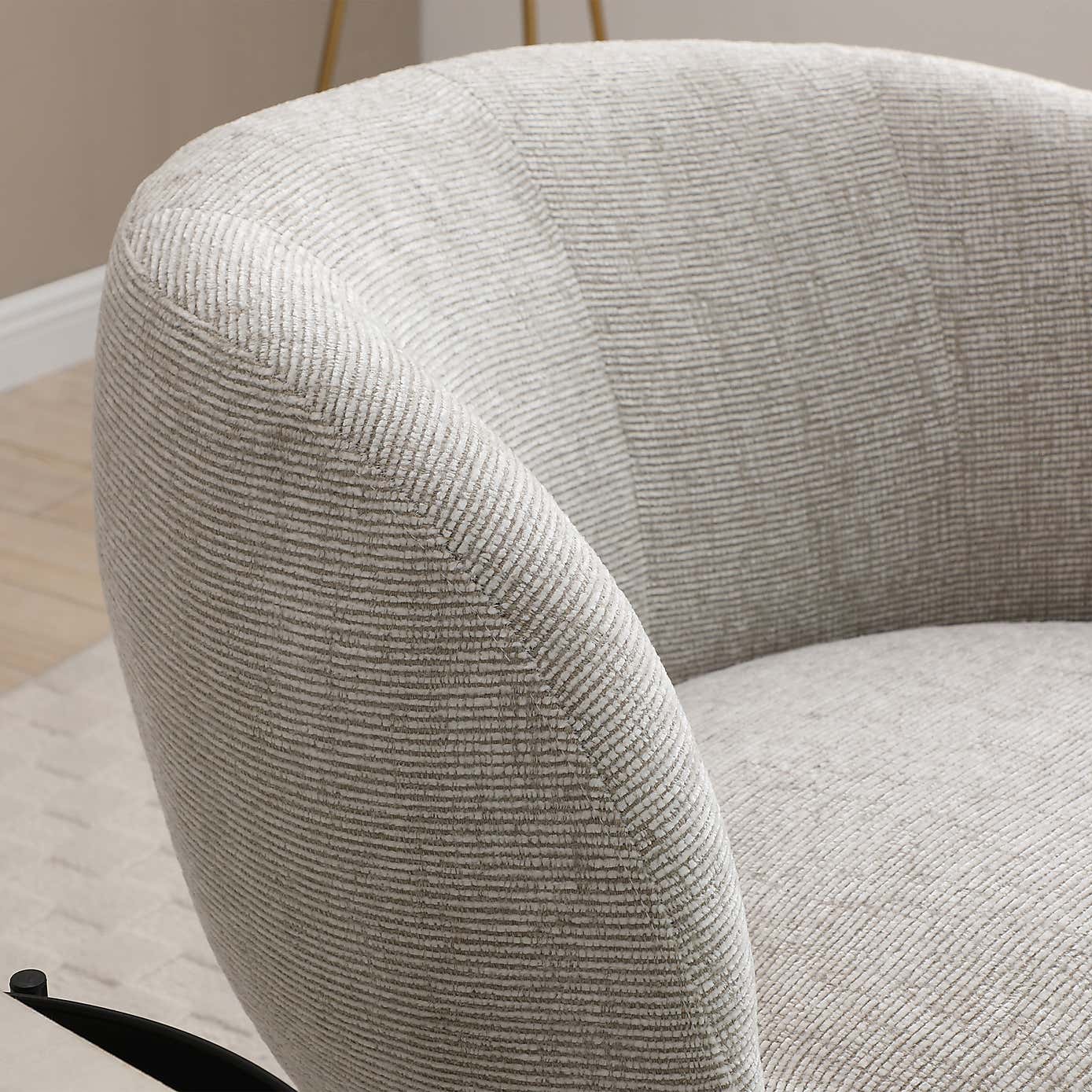 Tulip Chenille Curved Swivel Accent Chair