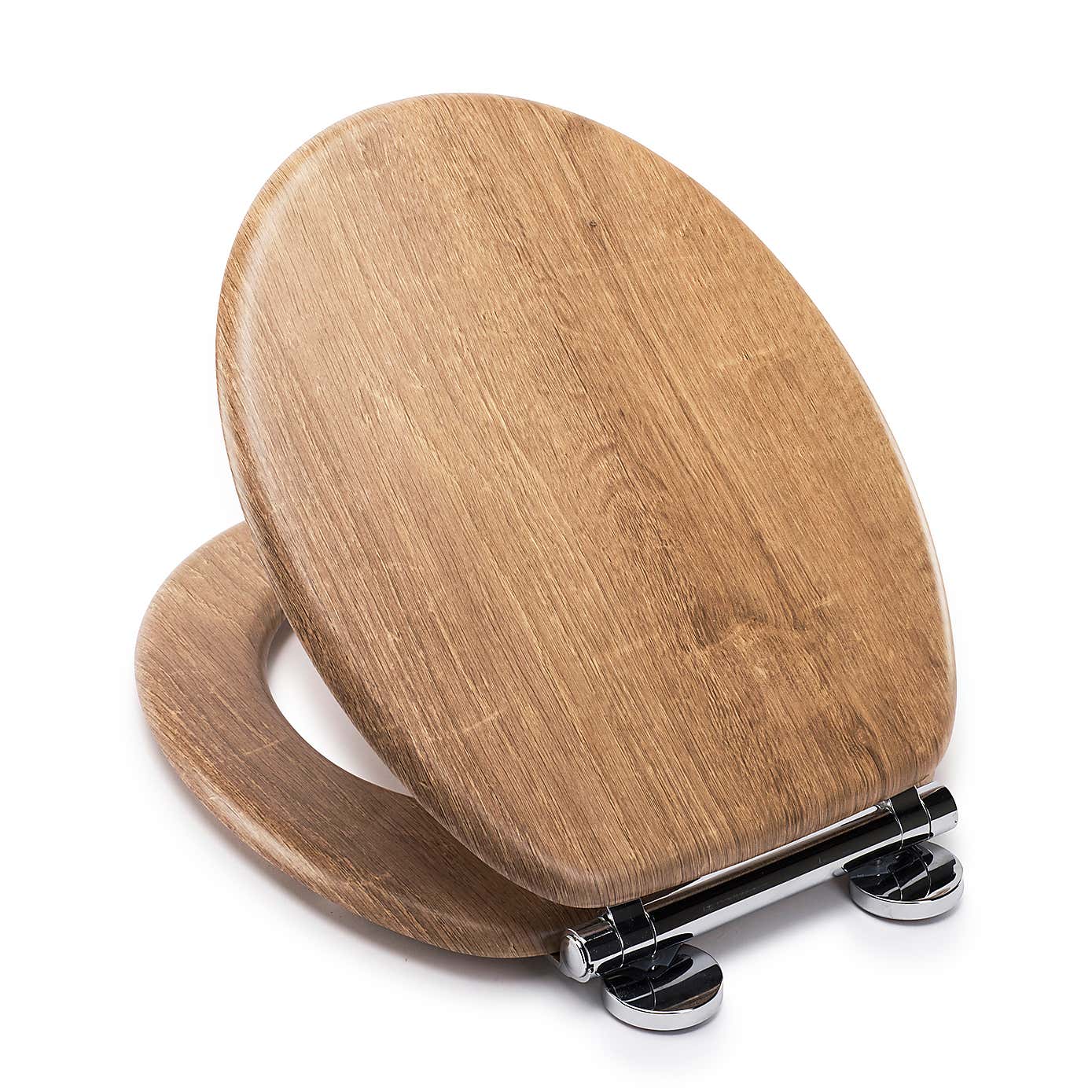 Croydex Ontario Teak Effect Flexi Fix Oval Toilet Seat