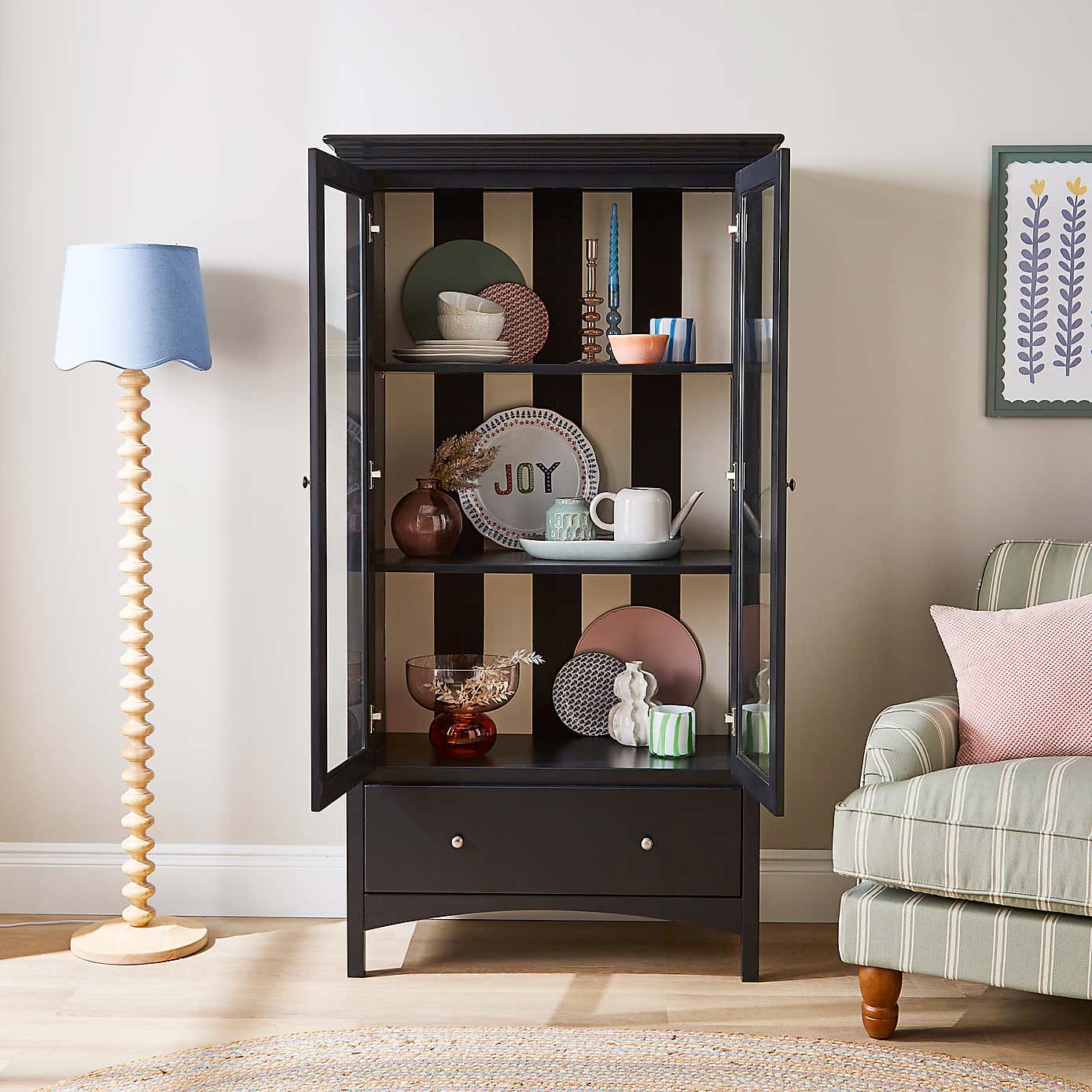 Beatrice Striped Tall Cabinet