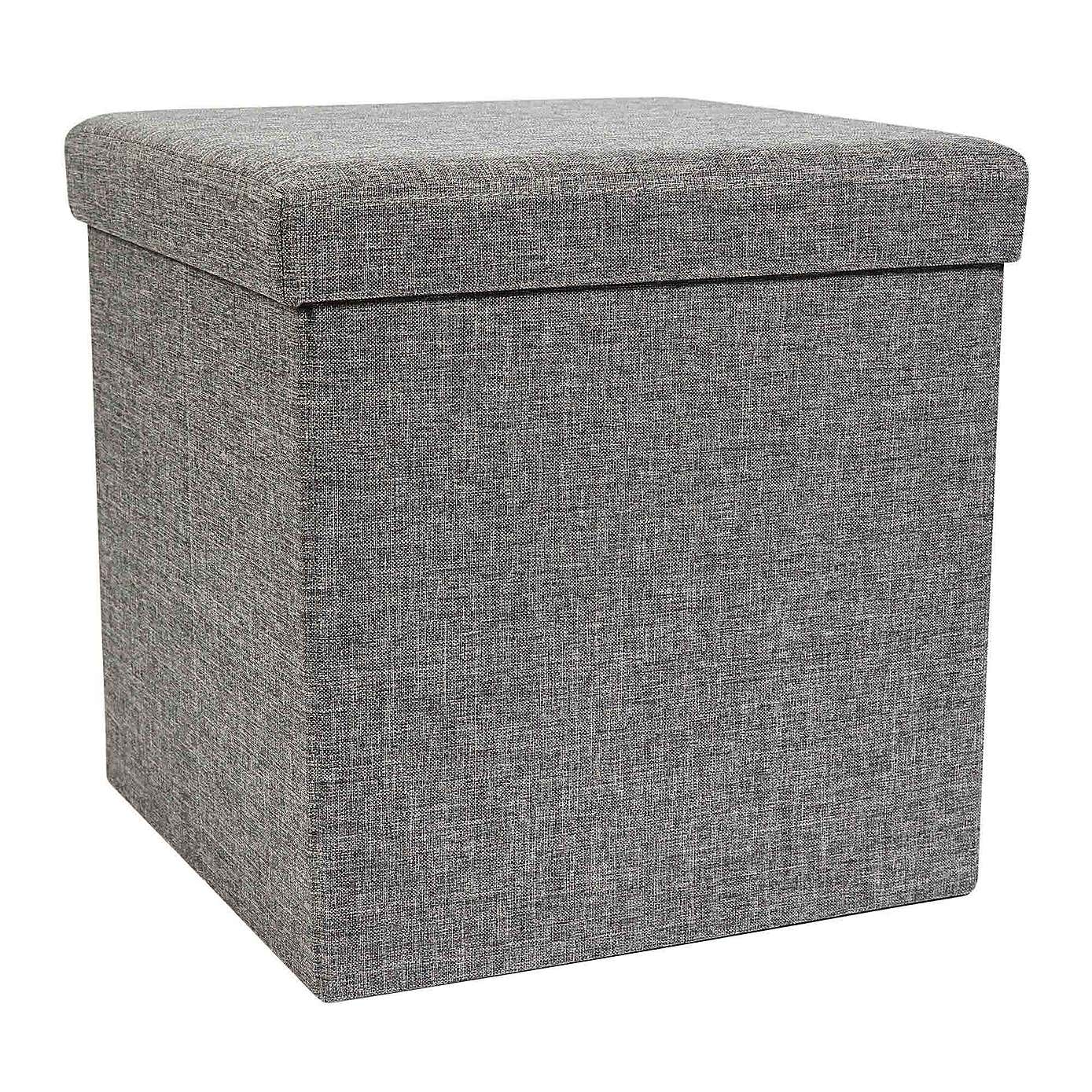 Faux Linen Cube Ottoman