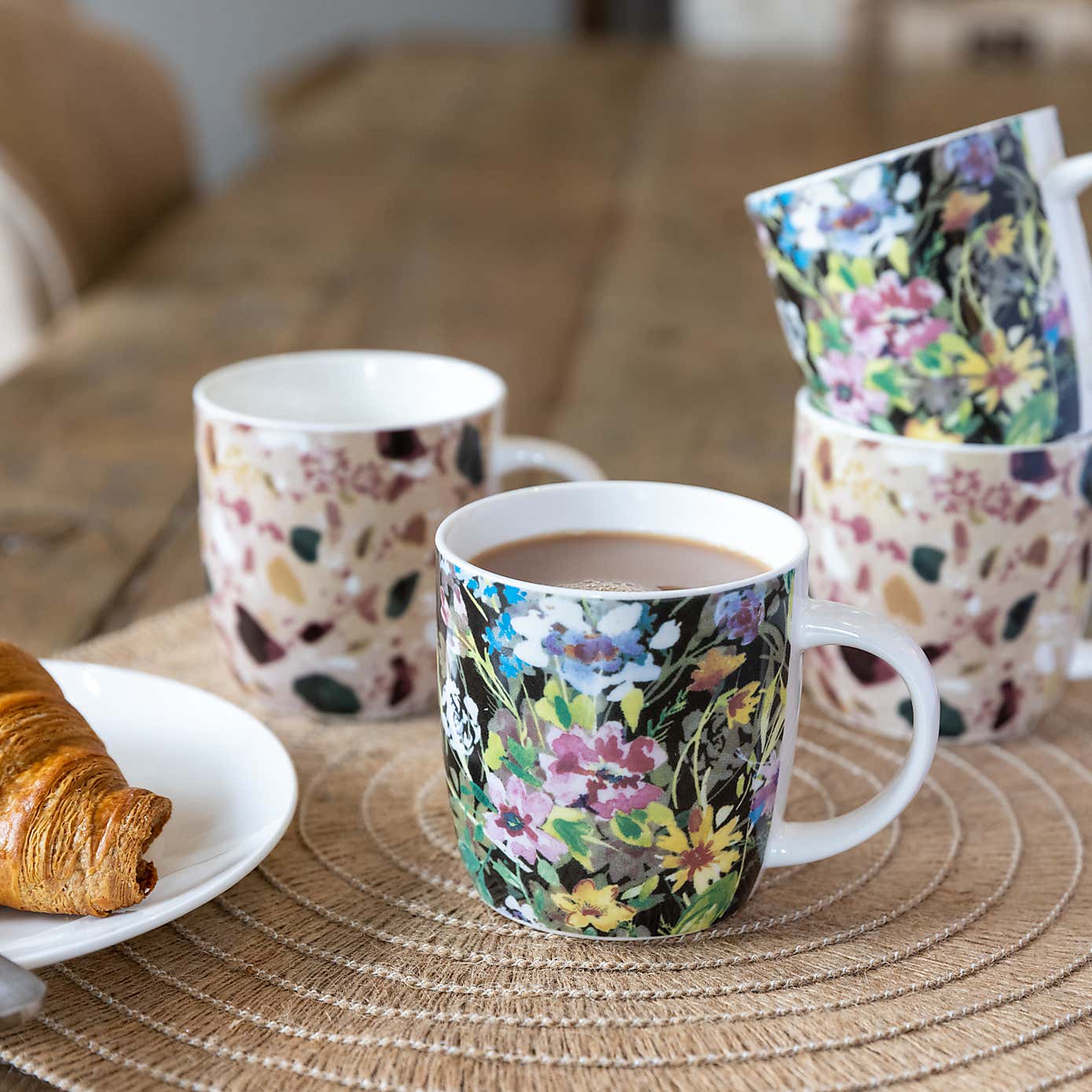 Kitchencraft Set of 4 Terazzo and Floral Mug Set
