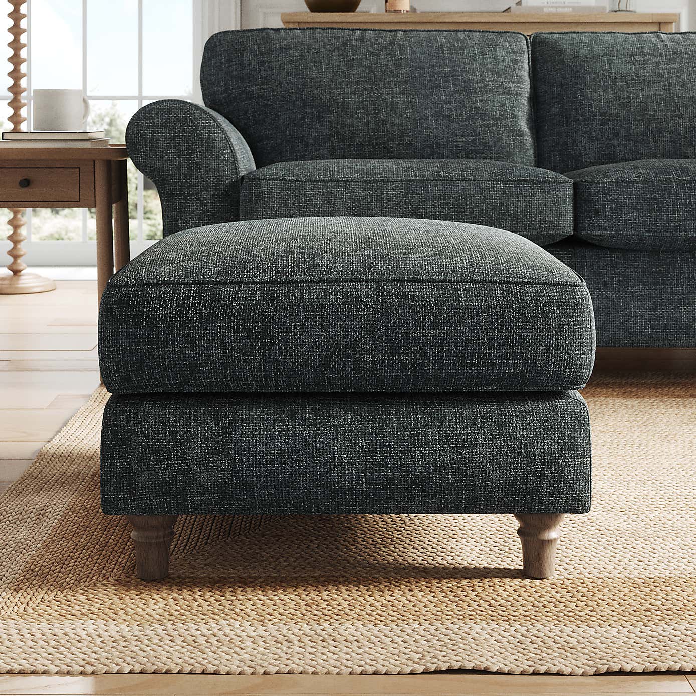 Flori Footstool, Chunky Chenille