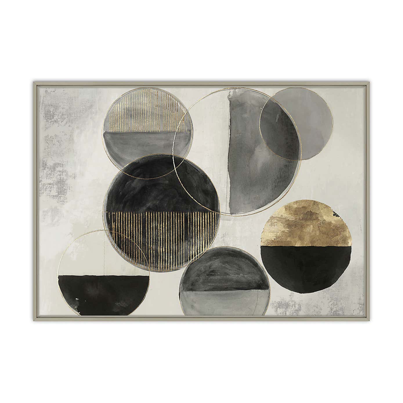 Black & Gold Rings Framed Canvas