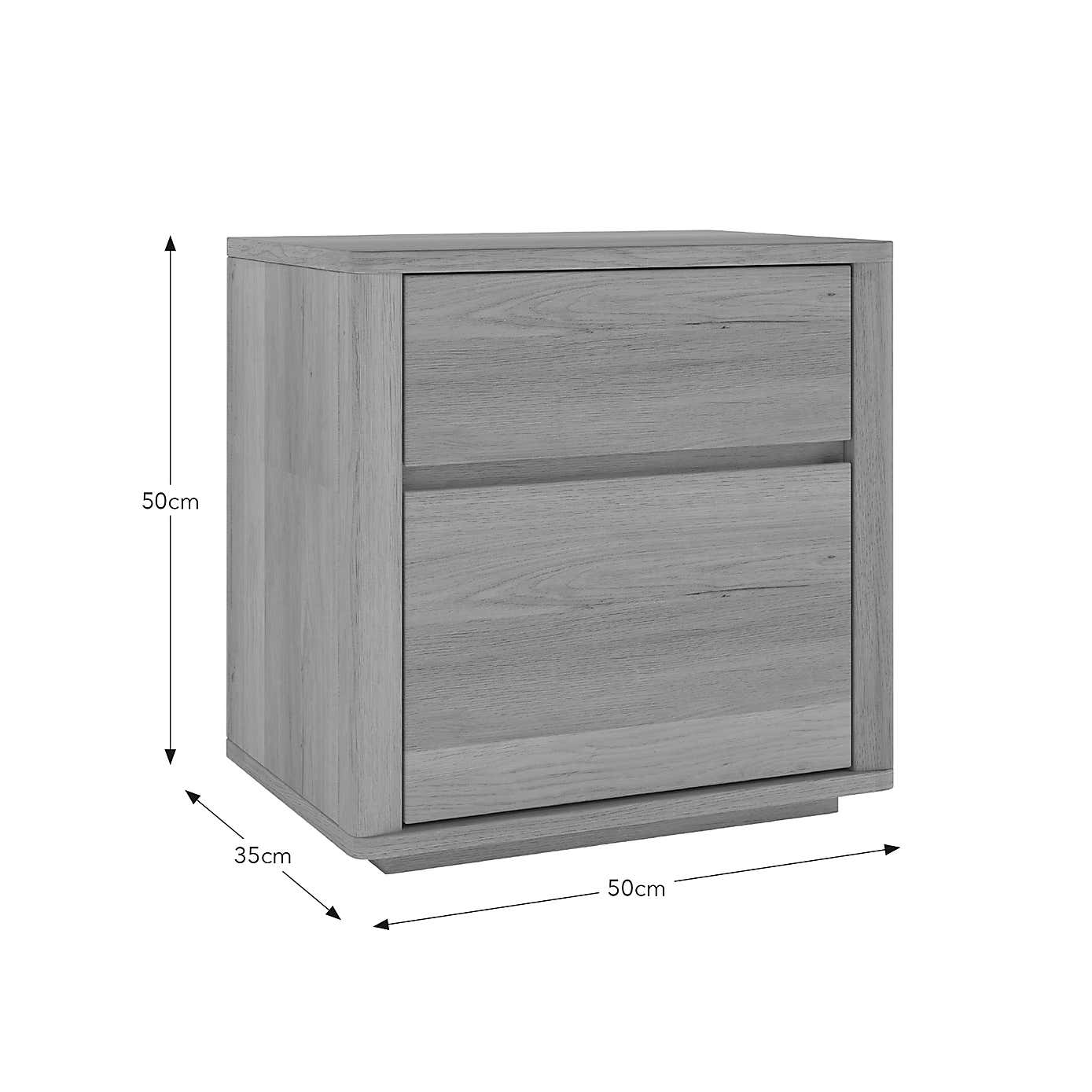 Malik Wide 2 Drawer Bedside Table